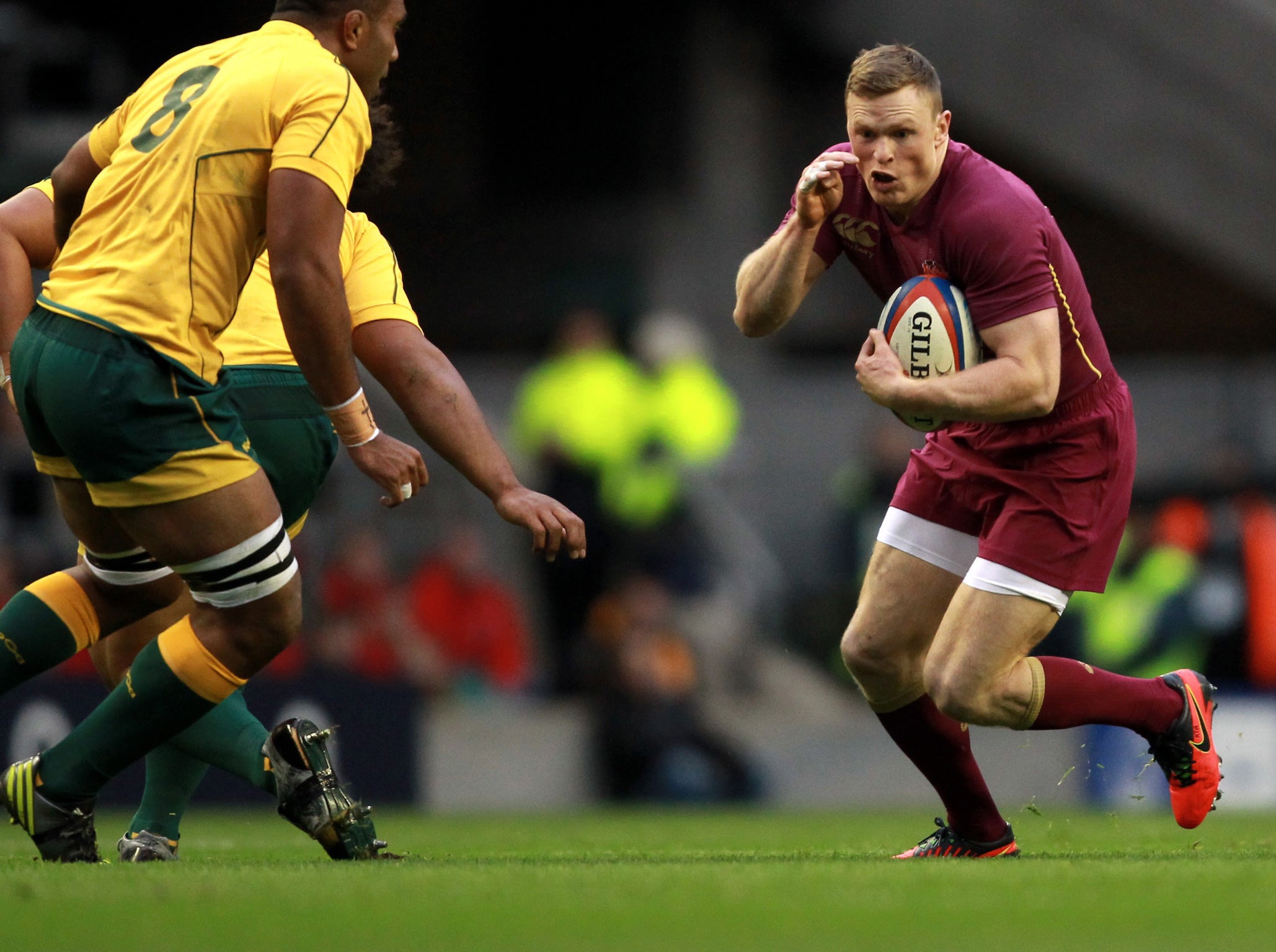 England's Chris Ashton goes for the gap during the QBE International at Twickenham