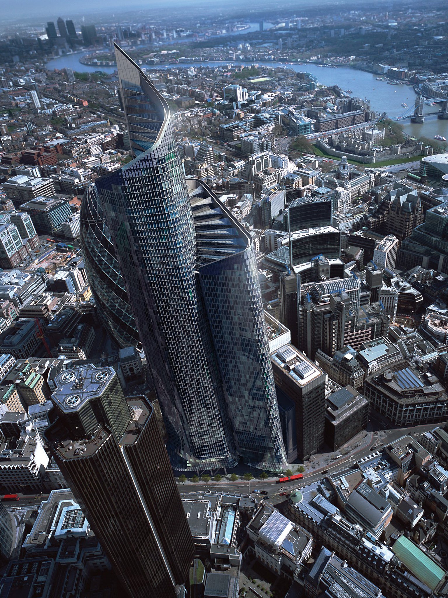 A CGI image of Pinnacle tower at 200 Bishopsgate