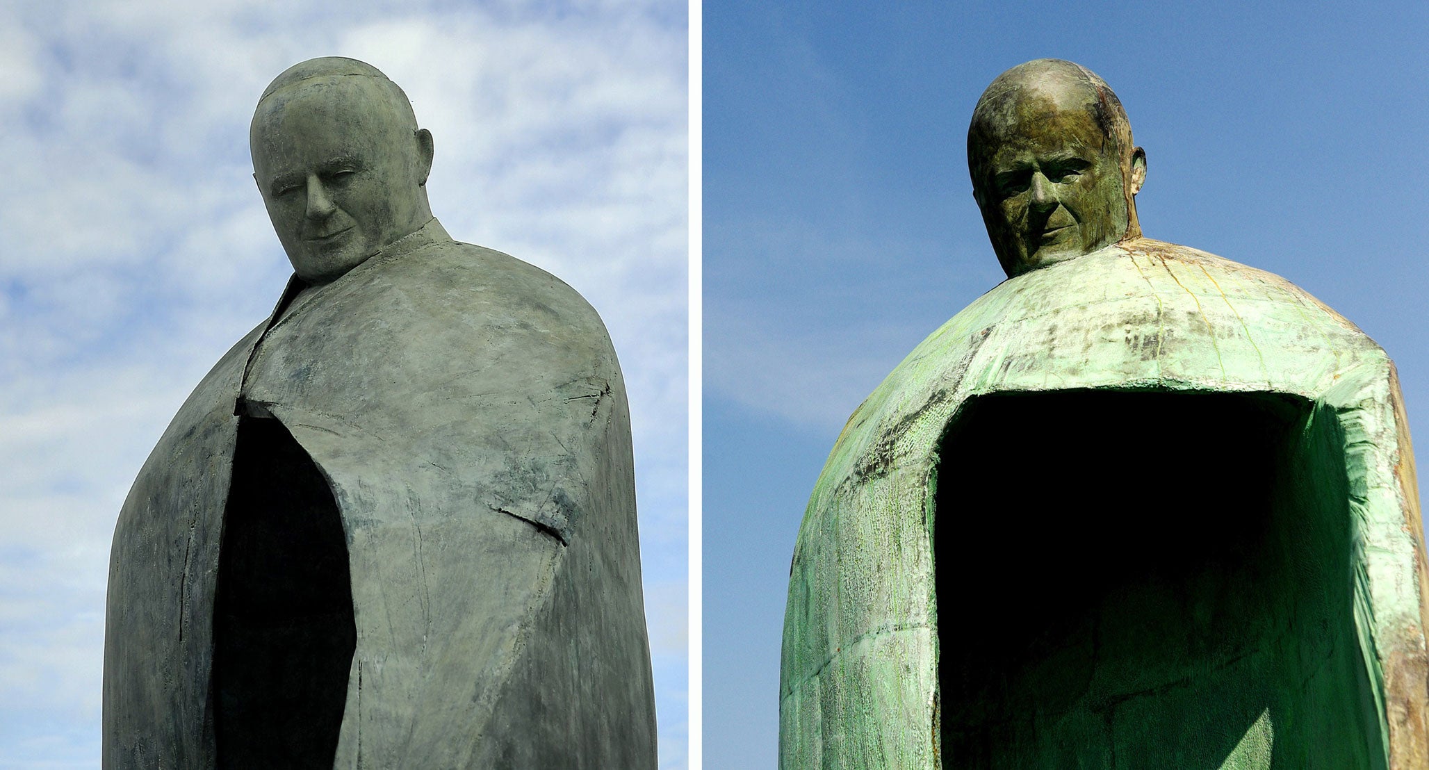 After and before: The revised Pope John Paul II statue