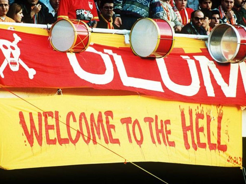 The banner that greeted United to Galatasaray back in 1993 and a typically welcoming fan