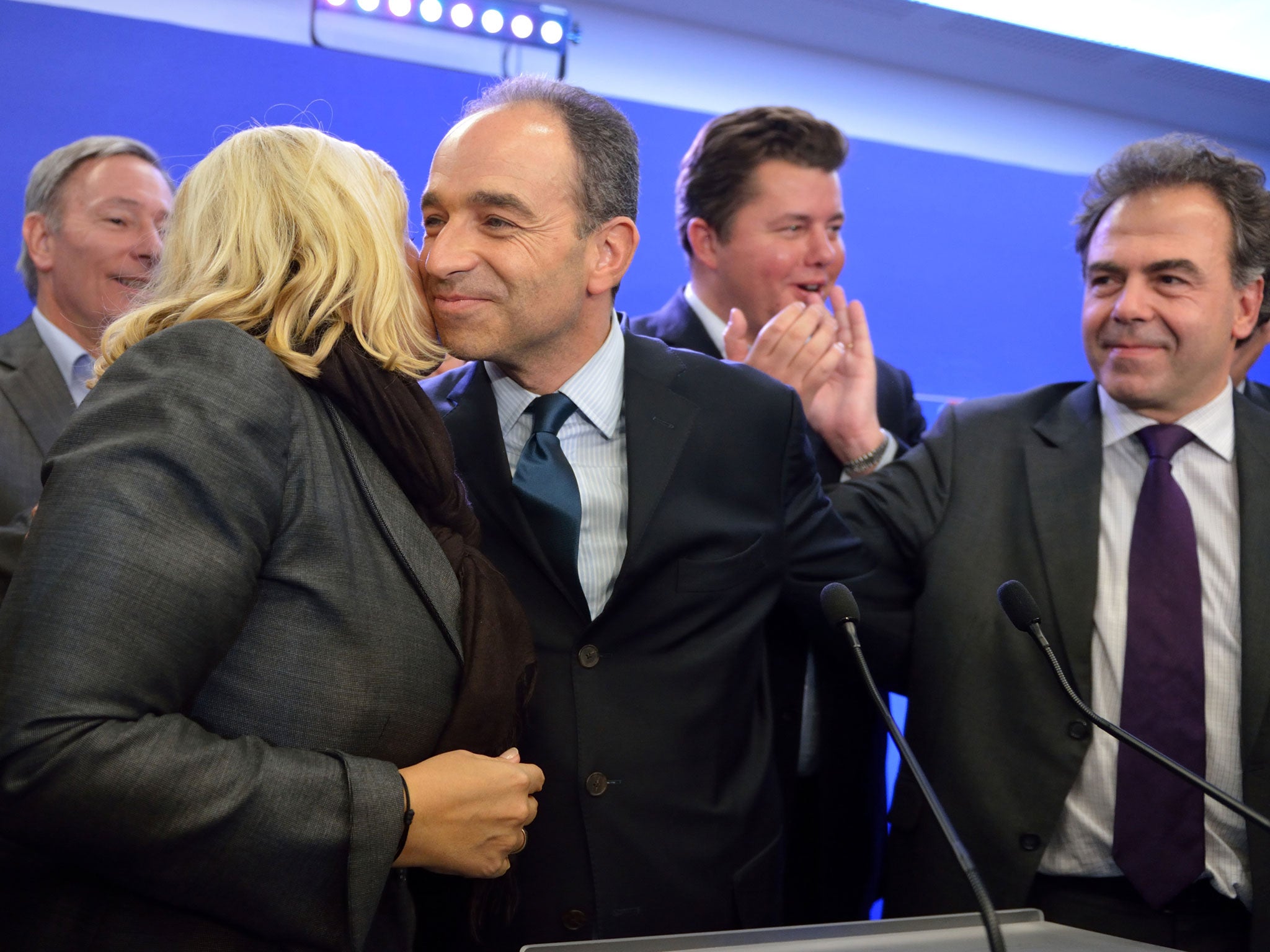 Jean-François Copé congratulated by his team last night