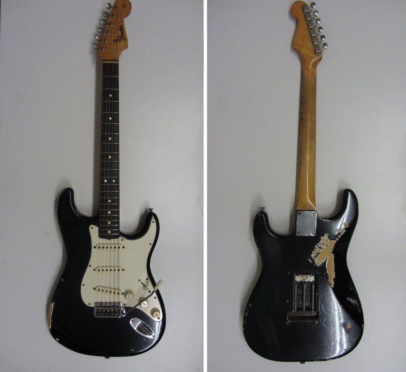 Fender bender: the black Fender Stratocaster is expected to fetch £125,000 at auction