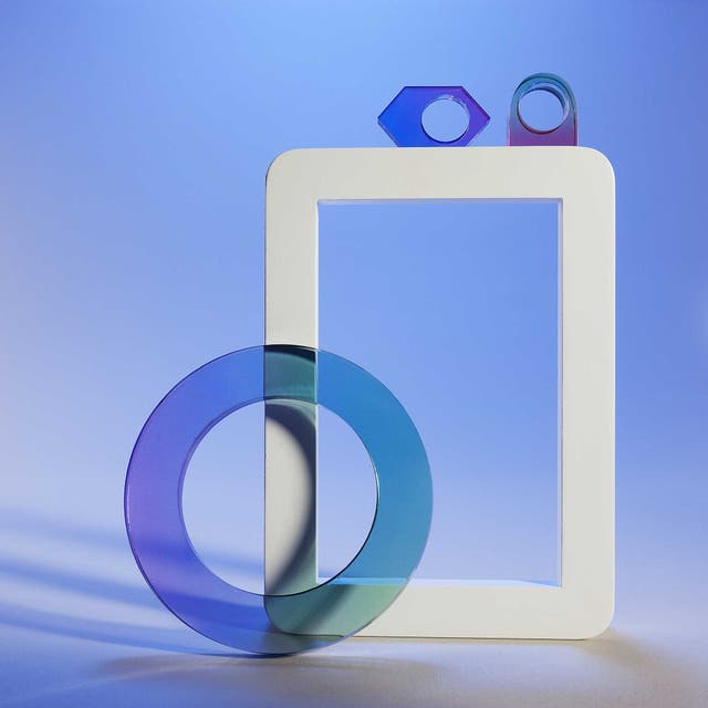 Ombre circle perspex bangle, £63, and ombre rings, £3 each, both by Kitty Joseph from Bengt; frames, from £5, John Lewis