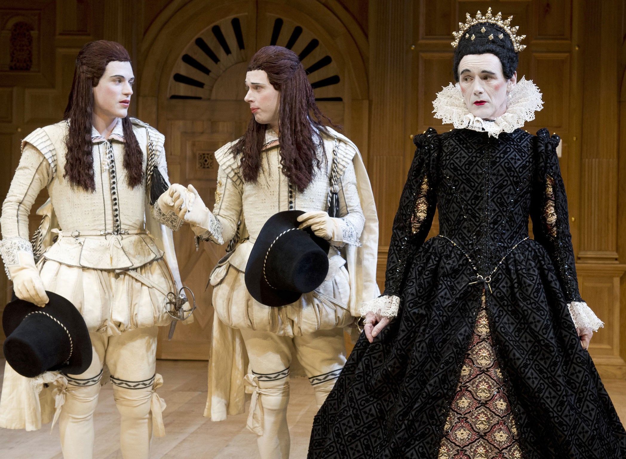 Seeing double: Samuel Barnett, Johnny Flynn and Mark Rylance in Twelfth Night