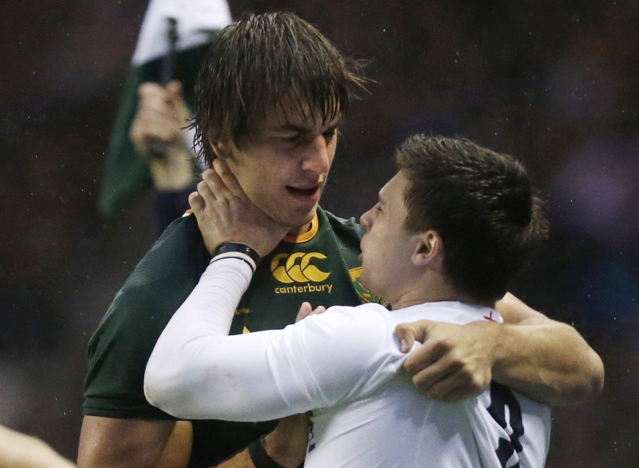 Ben Youngs confronts Eben Etzebeth
