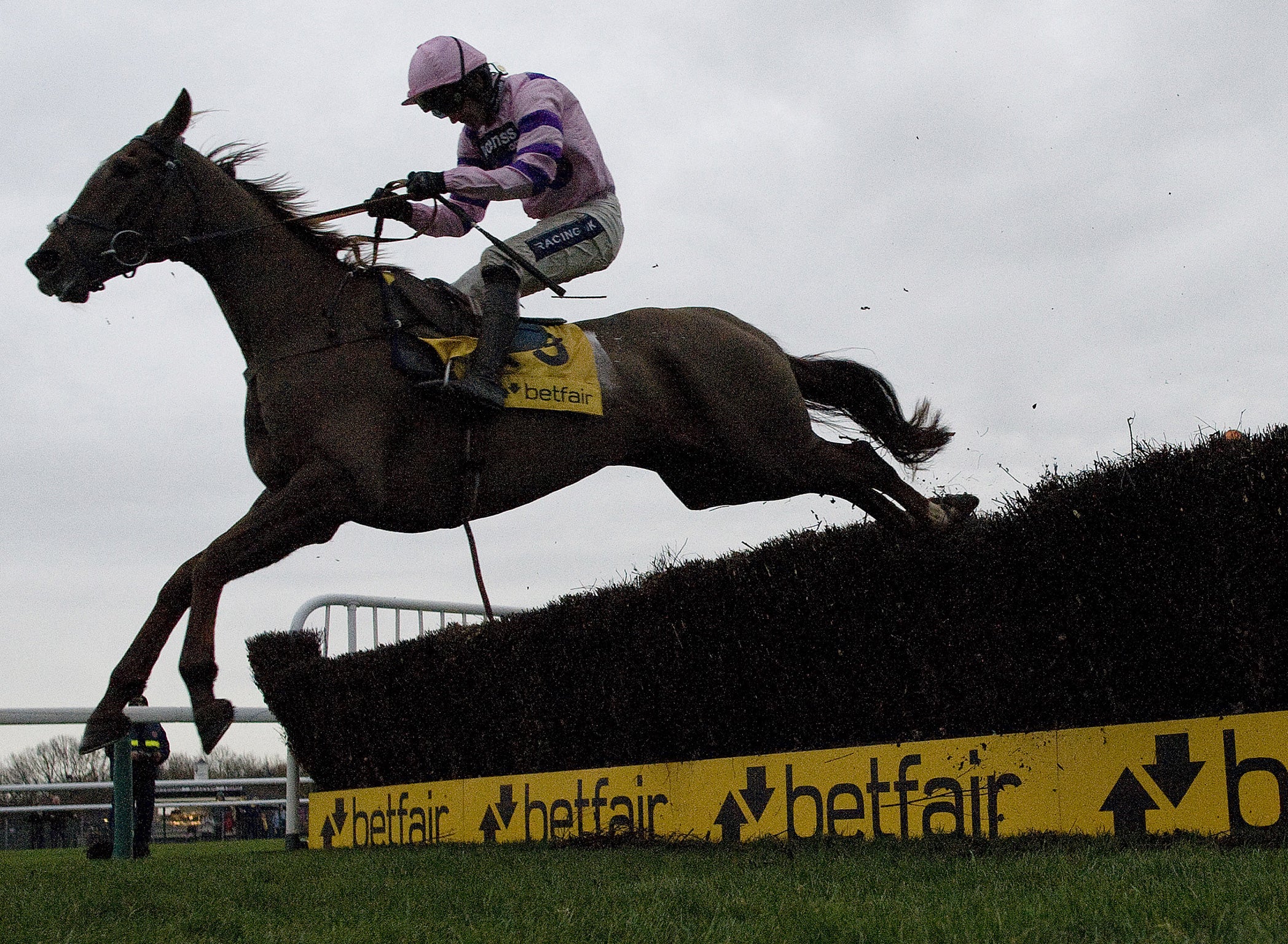 Ruby Walsh riding Silviniaco Conti clear the last to win The Betfair Steeple Chase at Haydock