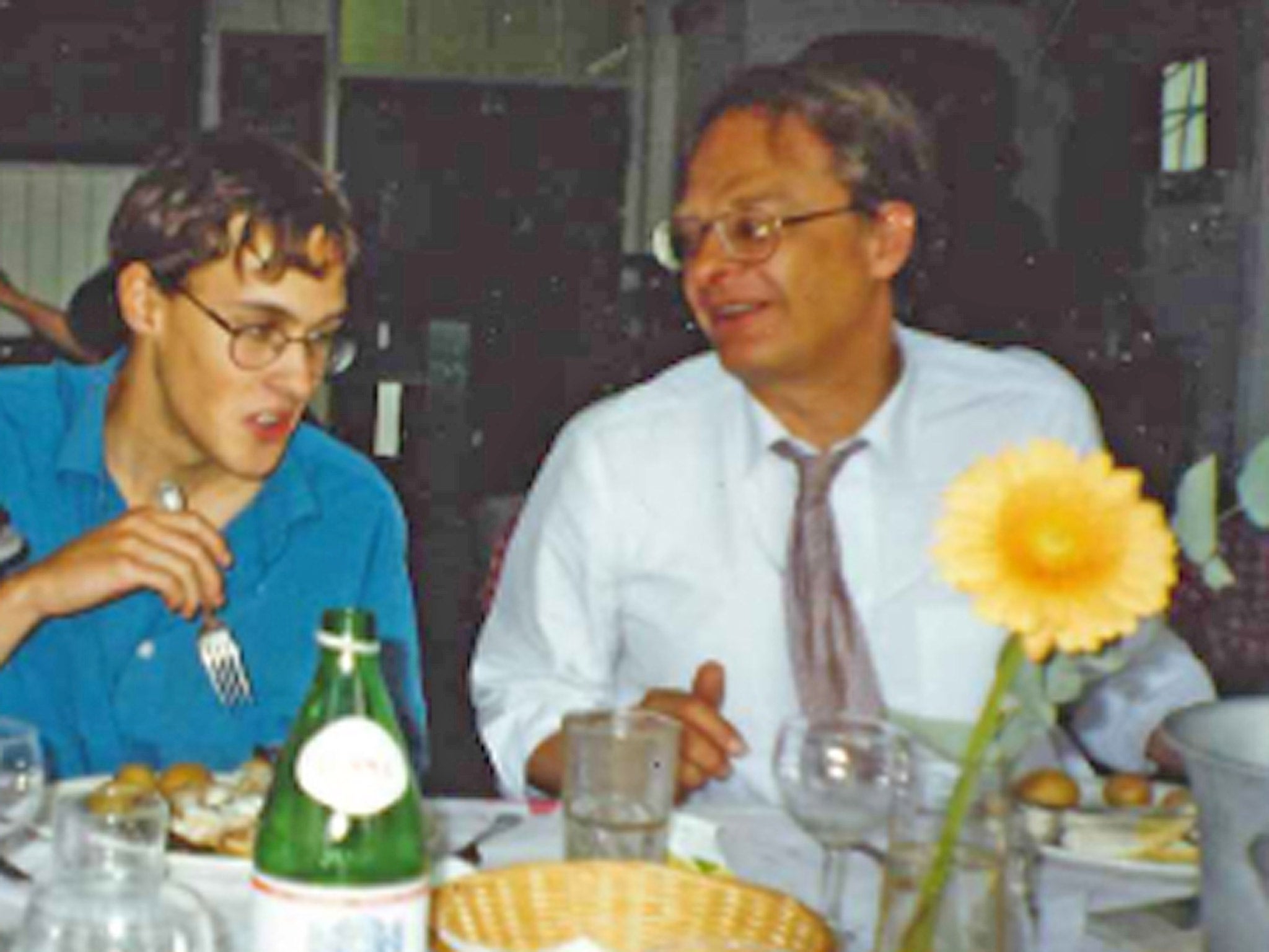 Patrick and Henry Cockburn at a family dinner in 2000