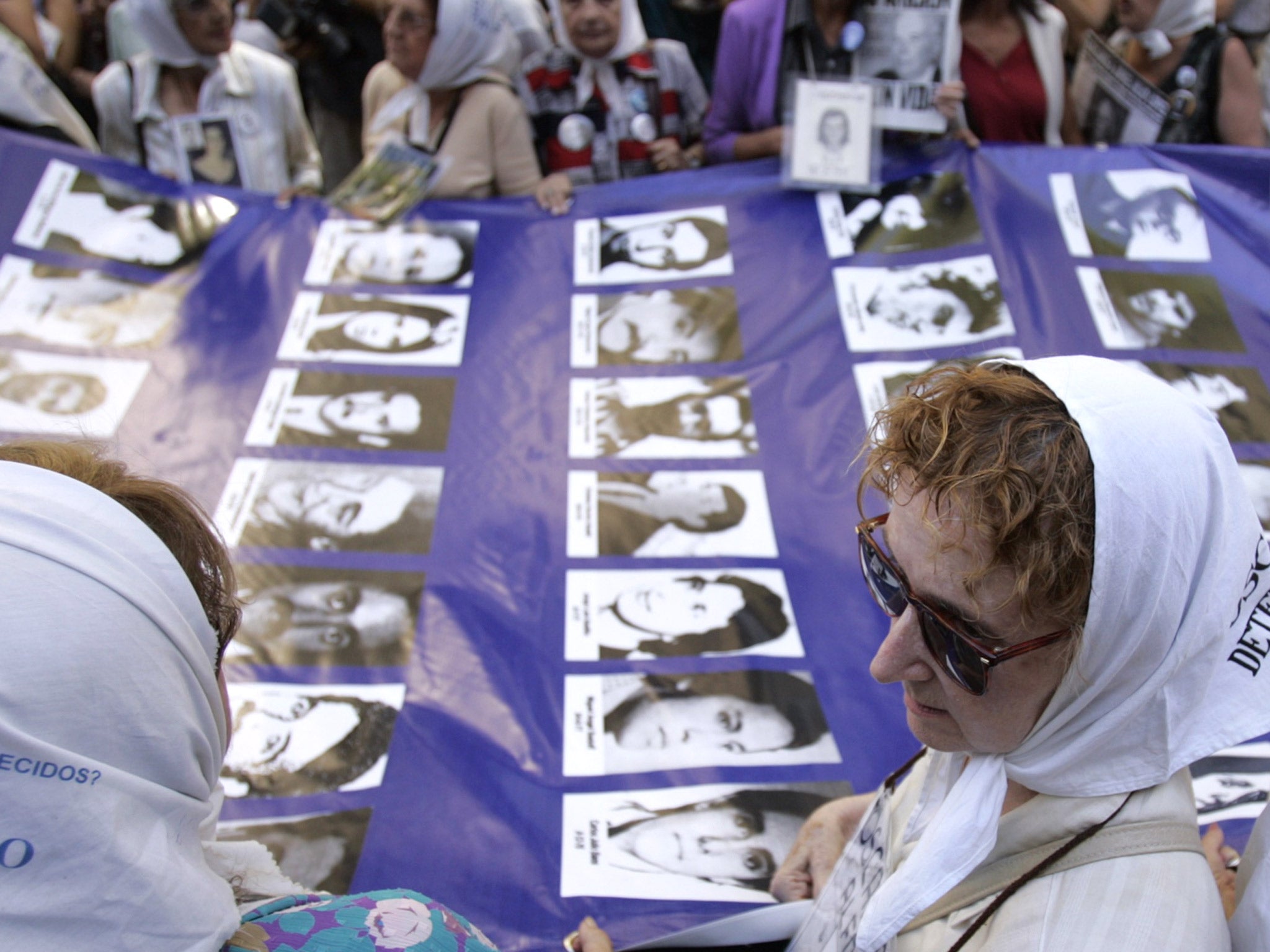 Members of the ‘Mothers of the Plaza de Mayo’ rights group protest against Argentina’s former dictatorship