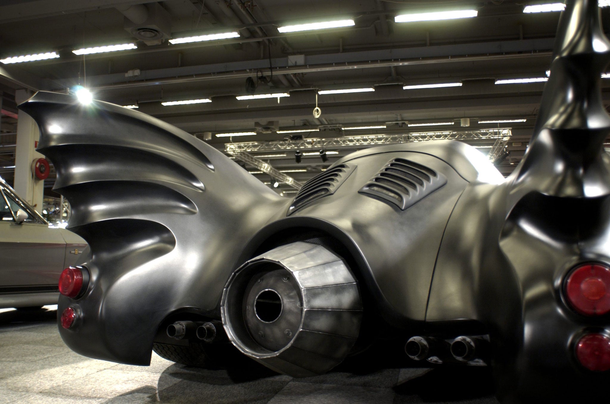 A photo taken February 19, 2004, of Leif Garvin's homemade Batmobile at the Gothenburg Motor Show.