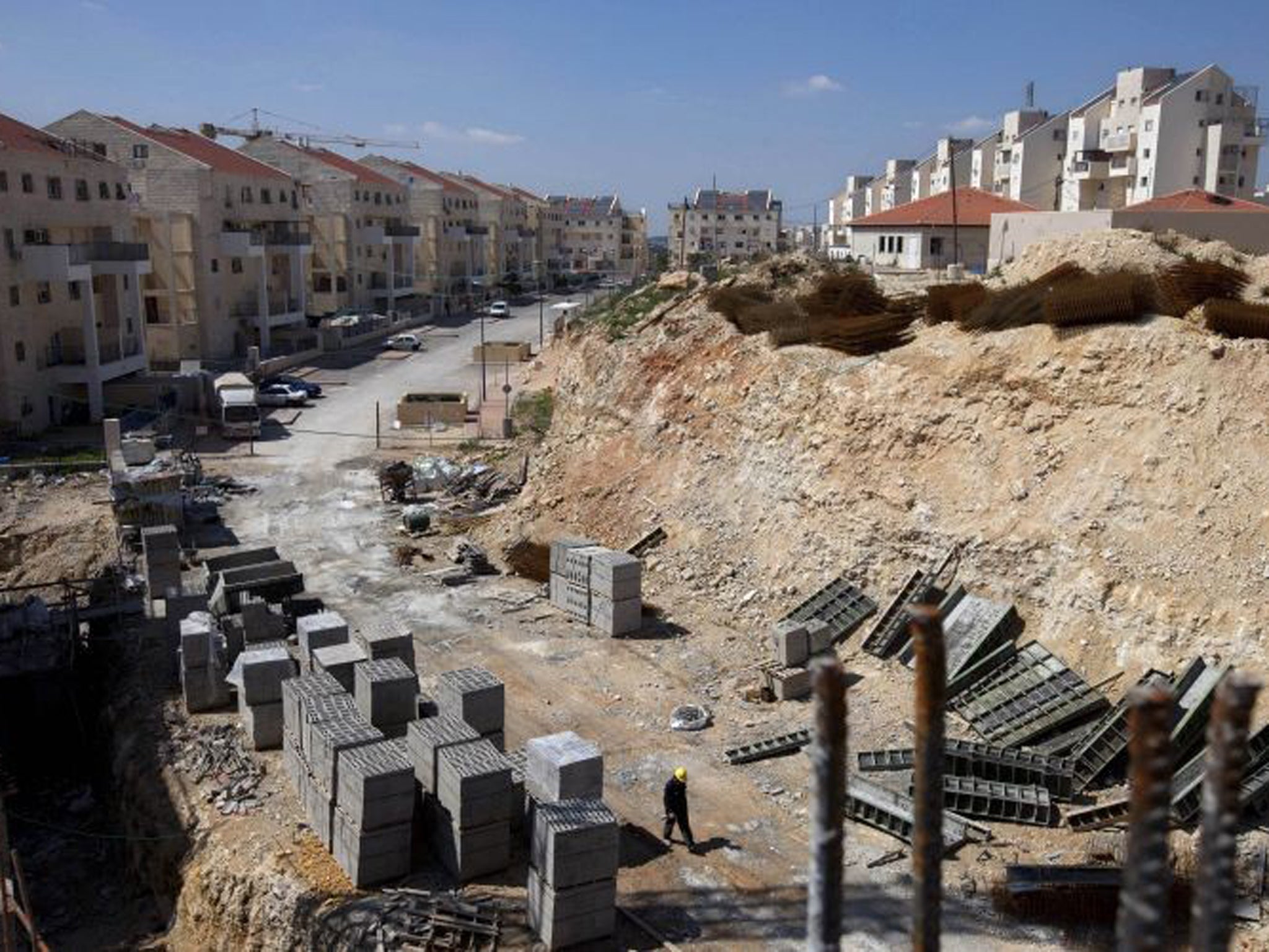 A construction site in the West Bank Jewish settlement of Modiin Illit