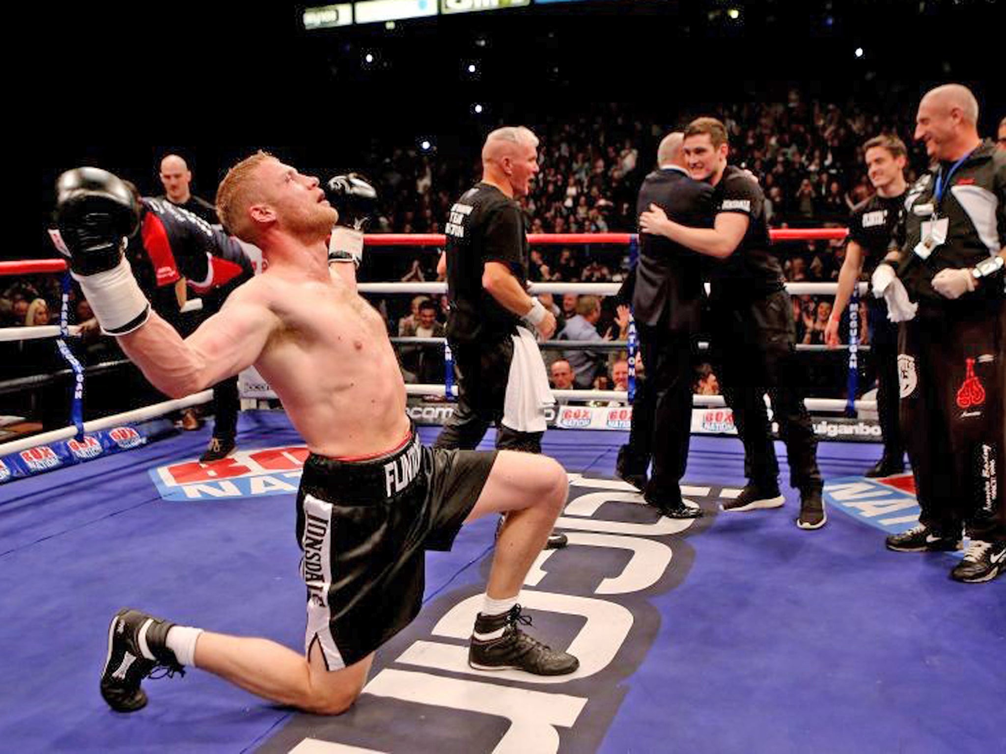 Andrew Flintoff celebrates his victory