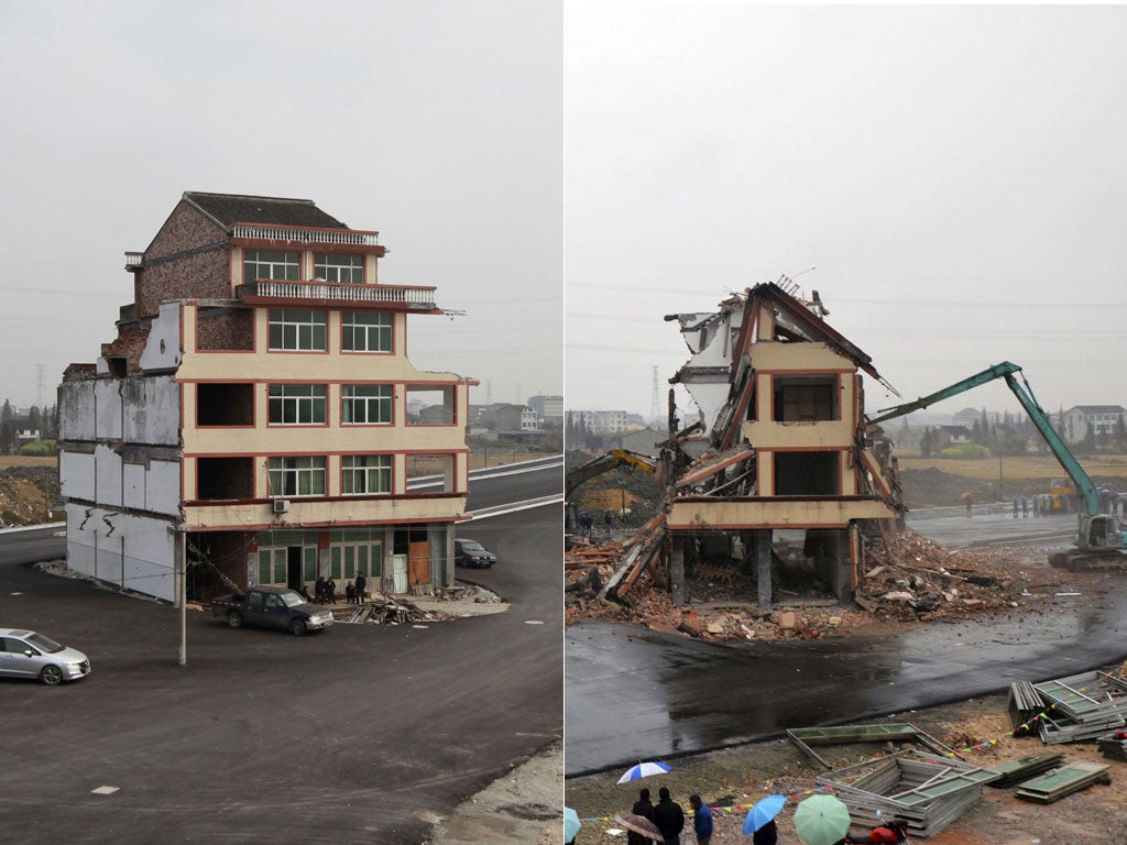 The five-storey middle-of-the-road home has now been bulldozed