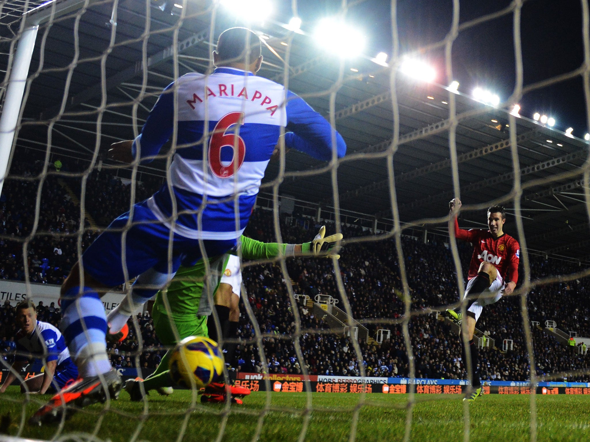 Robin van Persie sees his shot cross the line and subsequently get disallowed