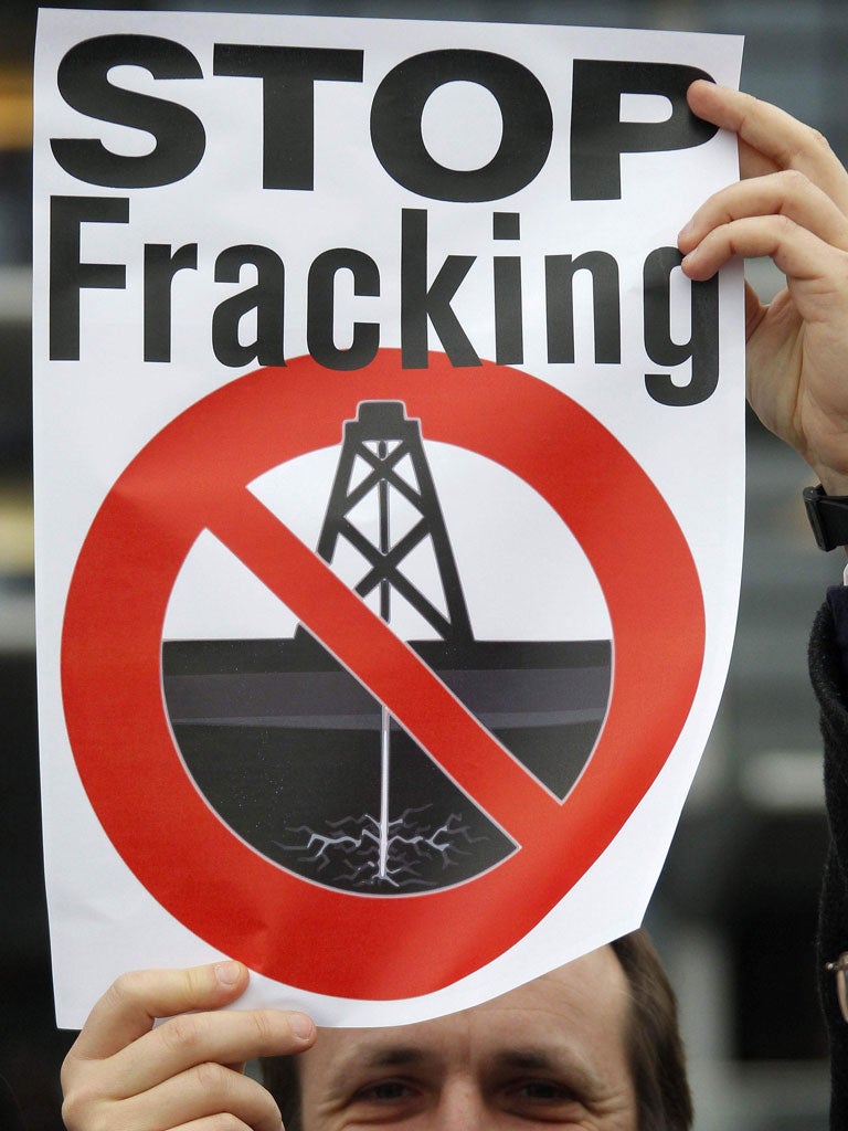 A shale gas protest at the European Parliament in Strasbourg last month