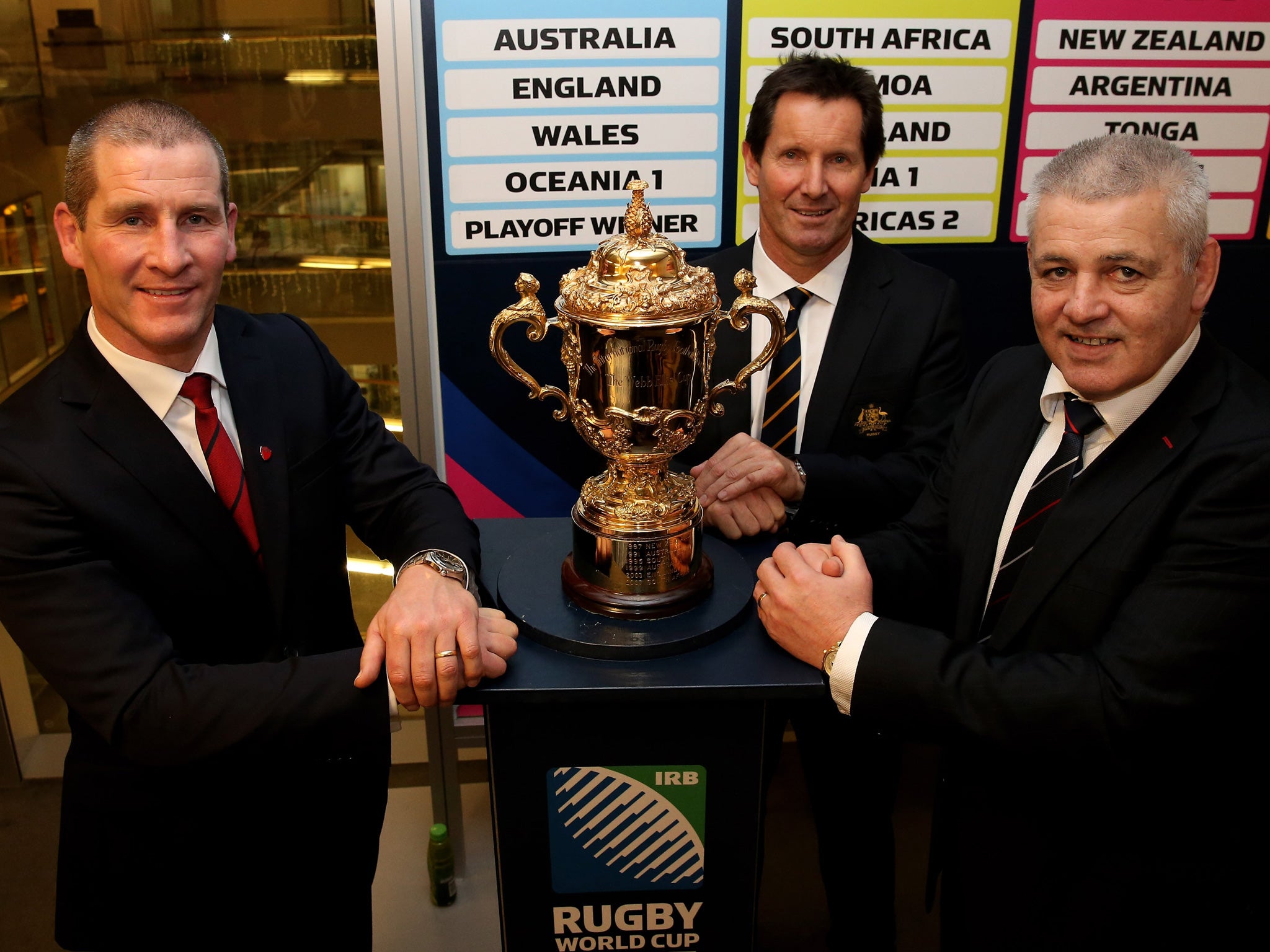 England’s Stuart Lancaster, Australia’s Robbie Deans and Wales’ Warren Gatland after yesterday’s draw