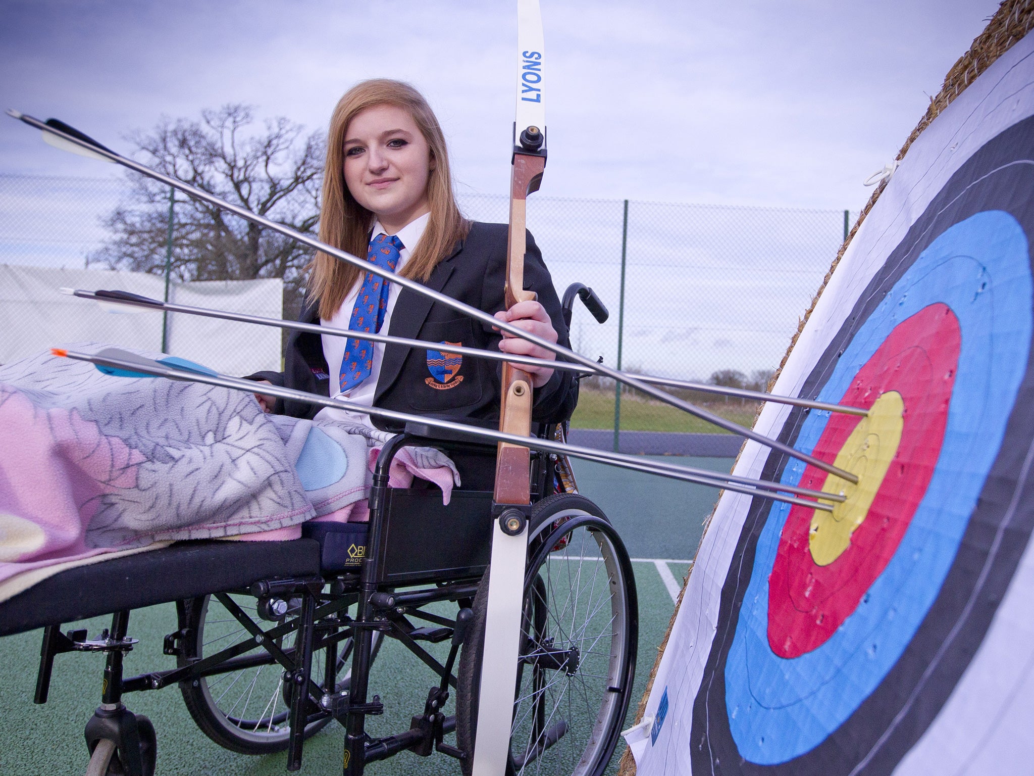 A potential athlete of the future tries out Paralympic sports at the Parafest in Guildford yesterday
