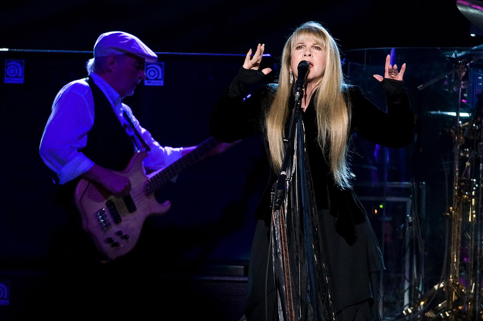 John McVie, left, and Stevie Nicks of Fleetwood Mac performing at Madison Square Garden in New York. Fleetwood Mac is heading back on the road with a 34-city U.S. tour kicking off April 3, 2013 in Columbus, Ohio.