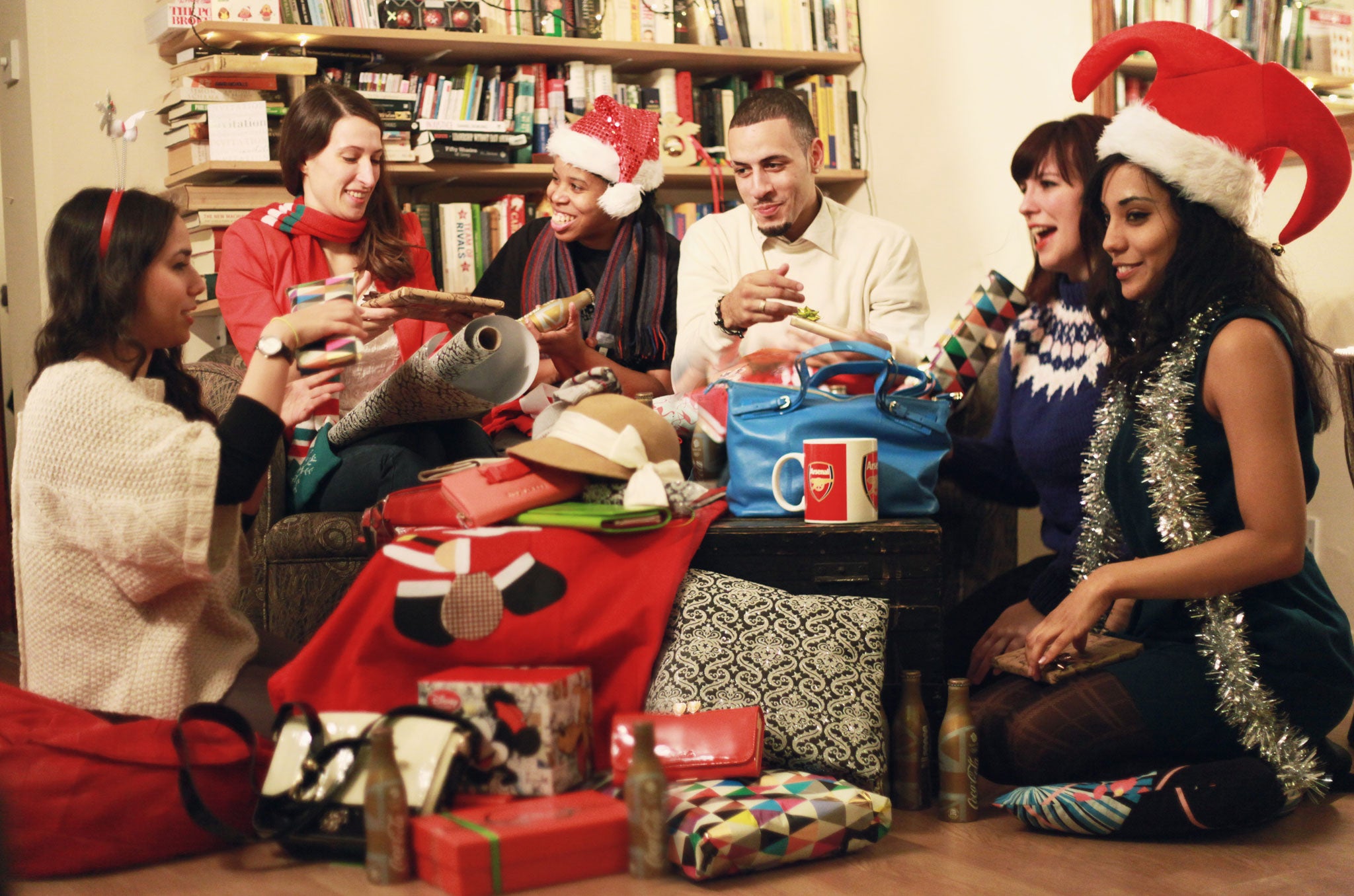 A Tope Project Christmas (from left to right) Lisa Belletty, Catriona Mahoney, Shalyce Lawrence, Jerome Harvey-Agyei, Ruth Stivey, Jade Belletty. Photo by Olu Ogunbanjo