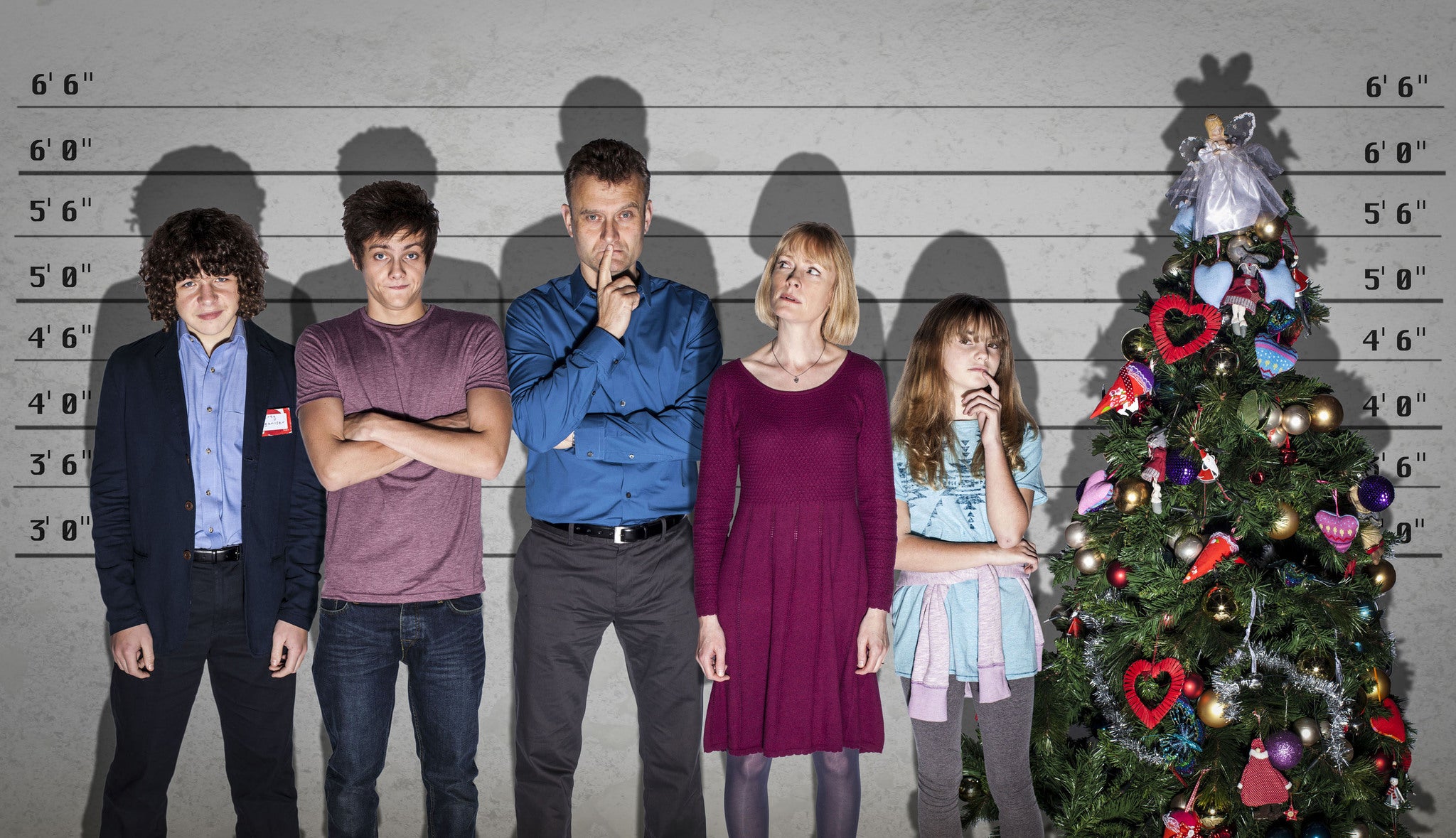 All grown up: Ben (Daniel Roche), Jake (Tyger Drew-Honey), Pete (Hugh Dennis), Sue (Claire Skinner) and Karen (Ramona Marquez)