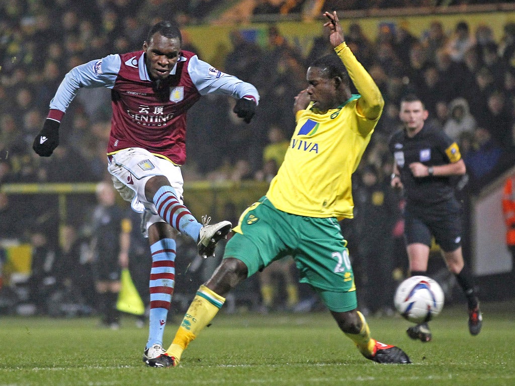 Christian Benteke fires Aston Villa’s fourth goal last night