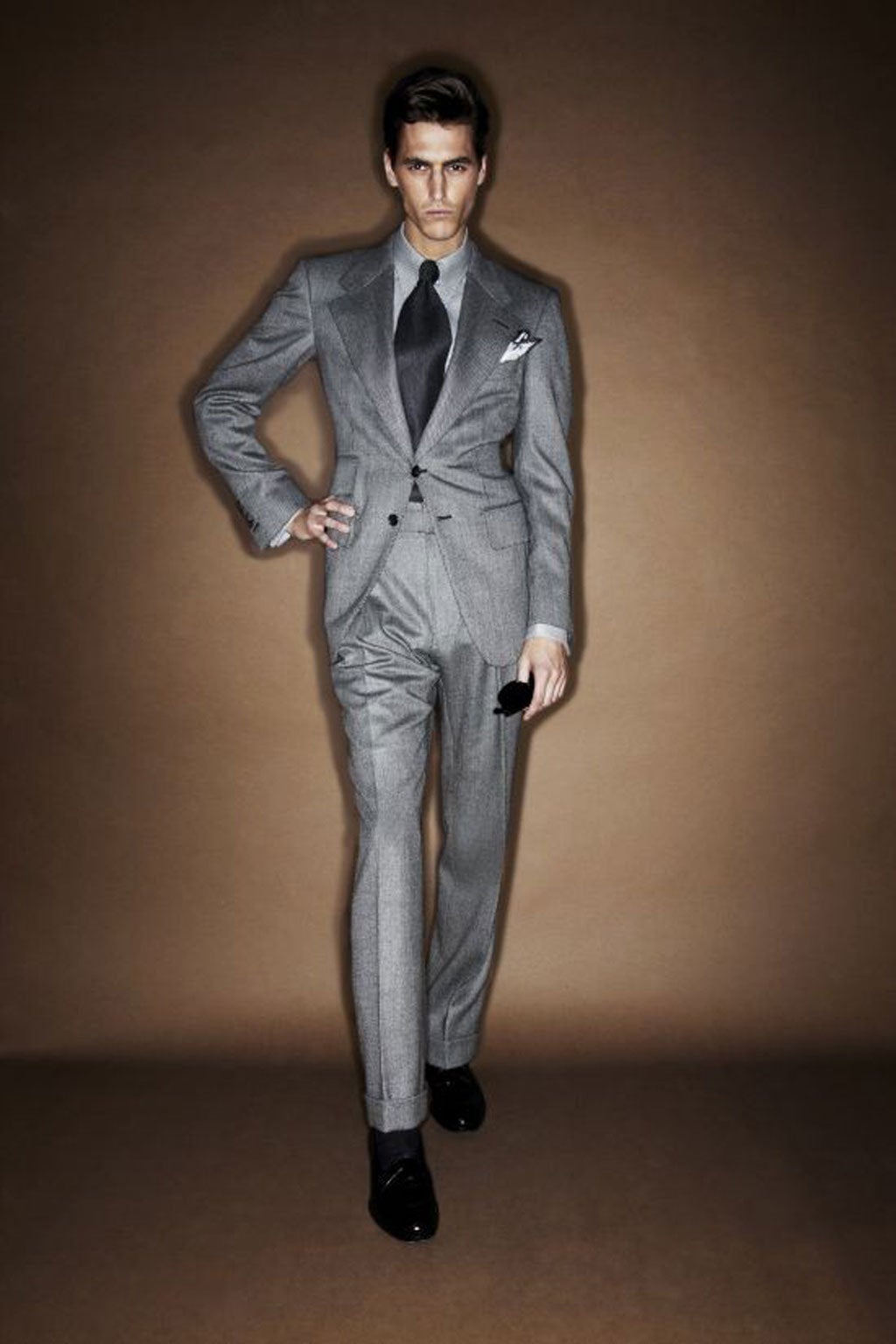 If you're uncertain as to colour, a grey suit is a no-brainer. Carlyle suit £2,950, all Tom Ford, tomford.com