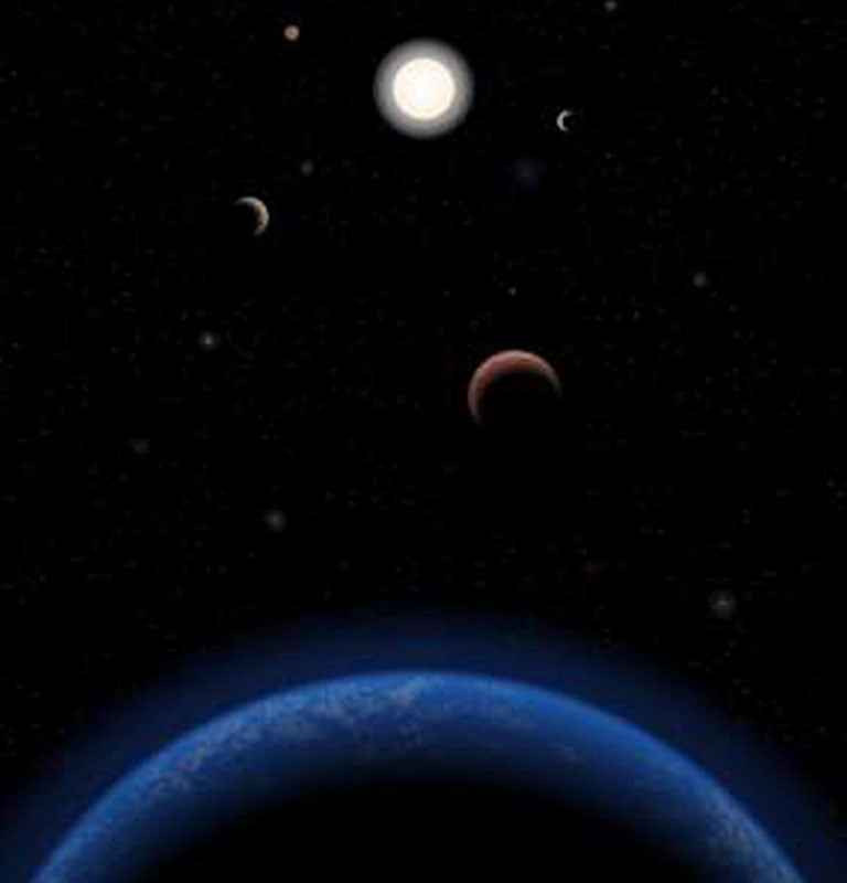 An artist's impression of the Tau Ceti planetary system