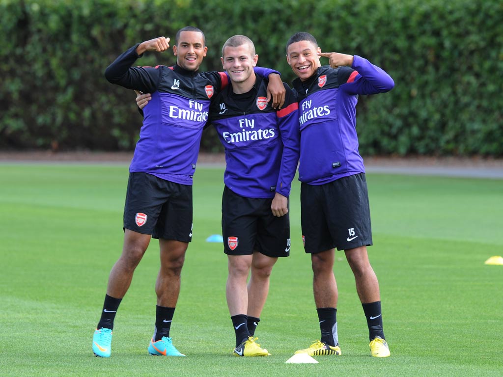 Theo Walcott, Jack Wilshere and Alex Oxlade-Chamberlain