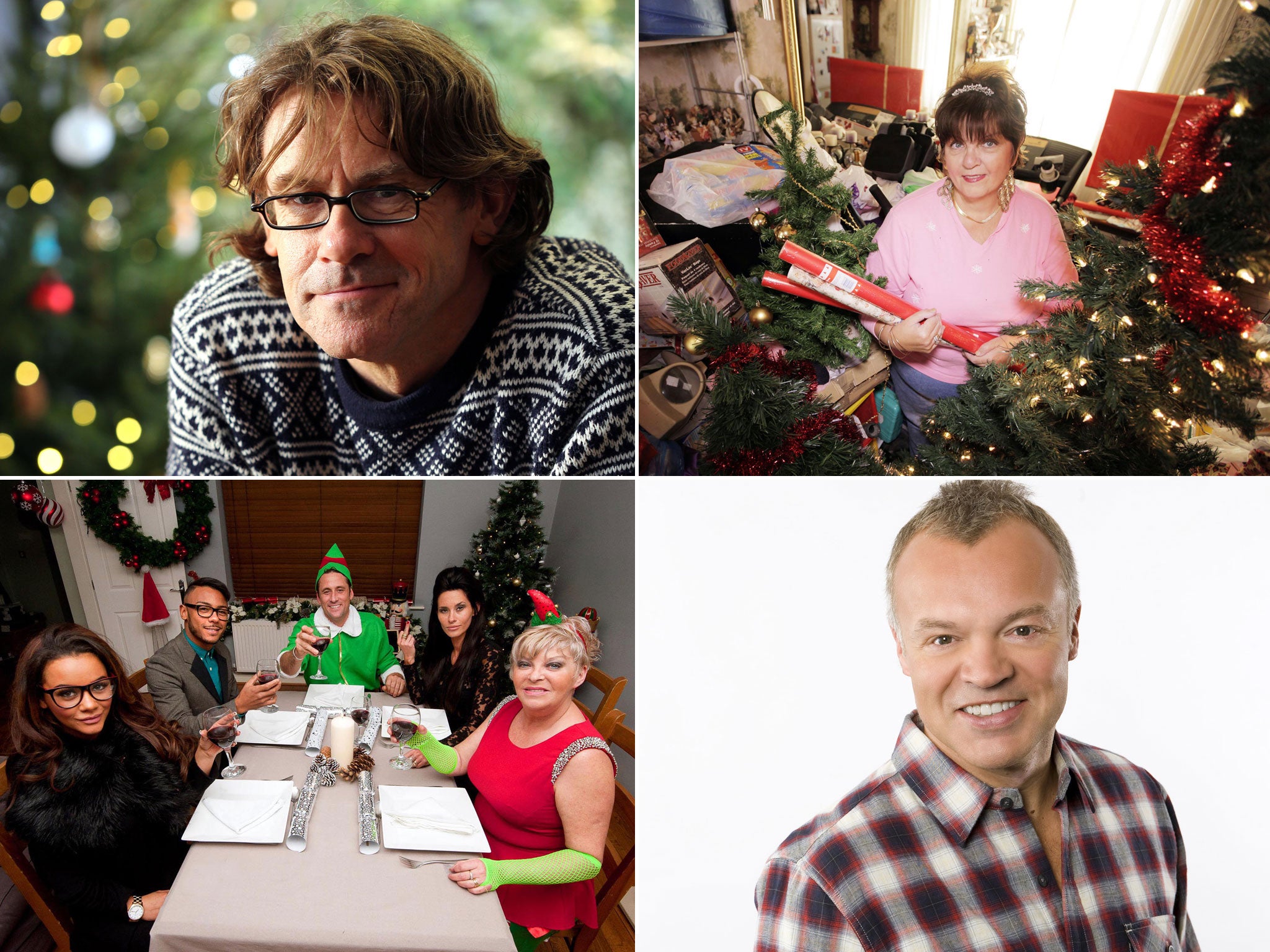 From left: Nigel Slater, The Hoarder Next Door at Christmas, Come Dine With Me at Christmas, and Graham Norton