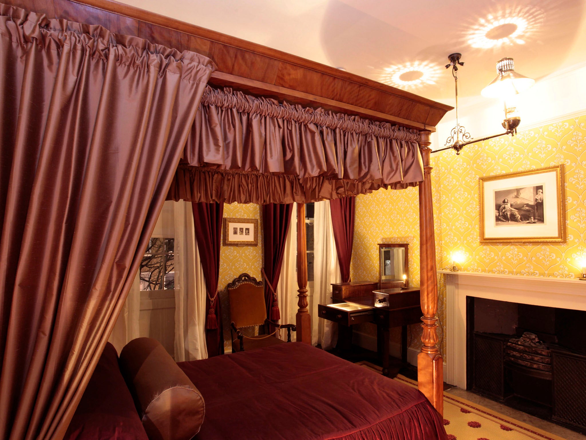 Charles Dickens's bedroom at the townhouse where he lived for 2 1/2 years during his twenties. The building is now the Dickens Museum and has just reopened after a $5 million makeover.