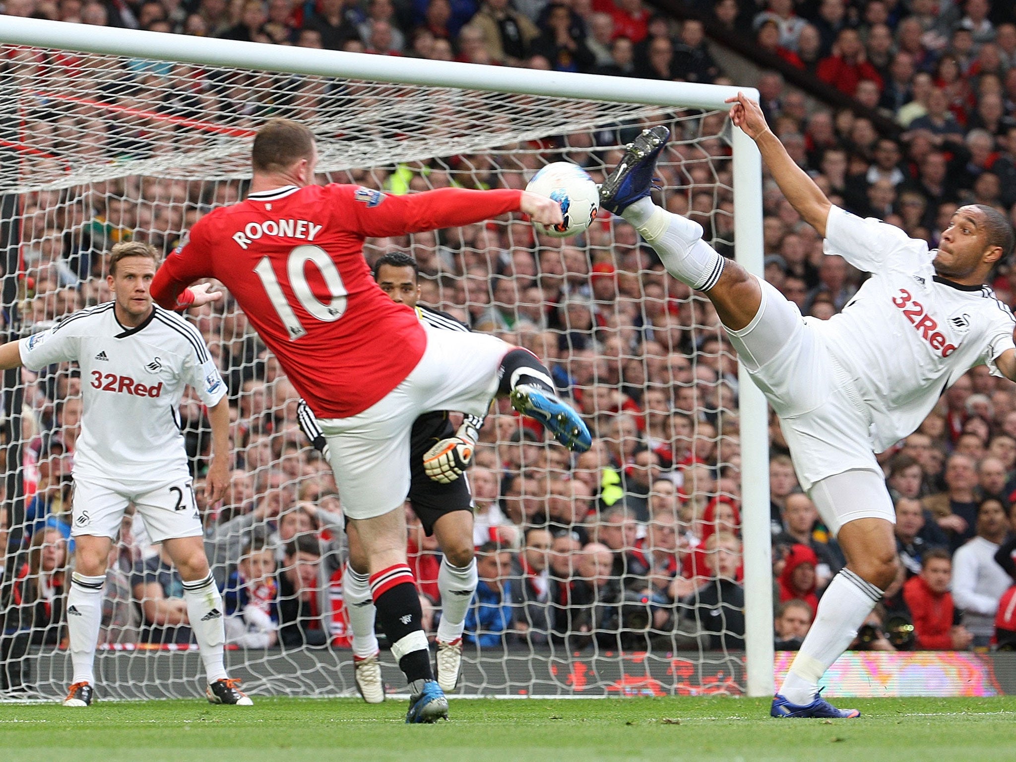 High society: Playing against United ‘is still the kind of game we dreamt about as kids,’ says Ashley Williams (right)