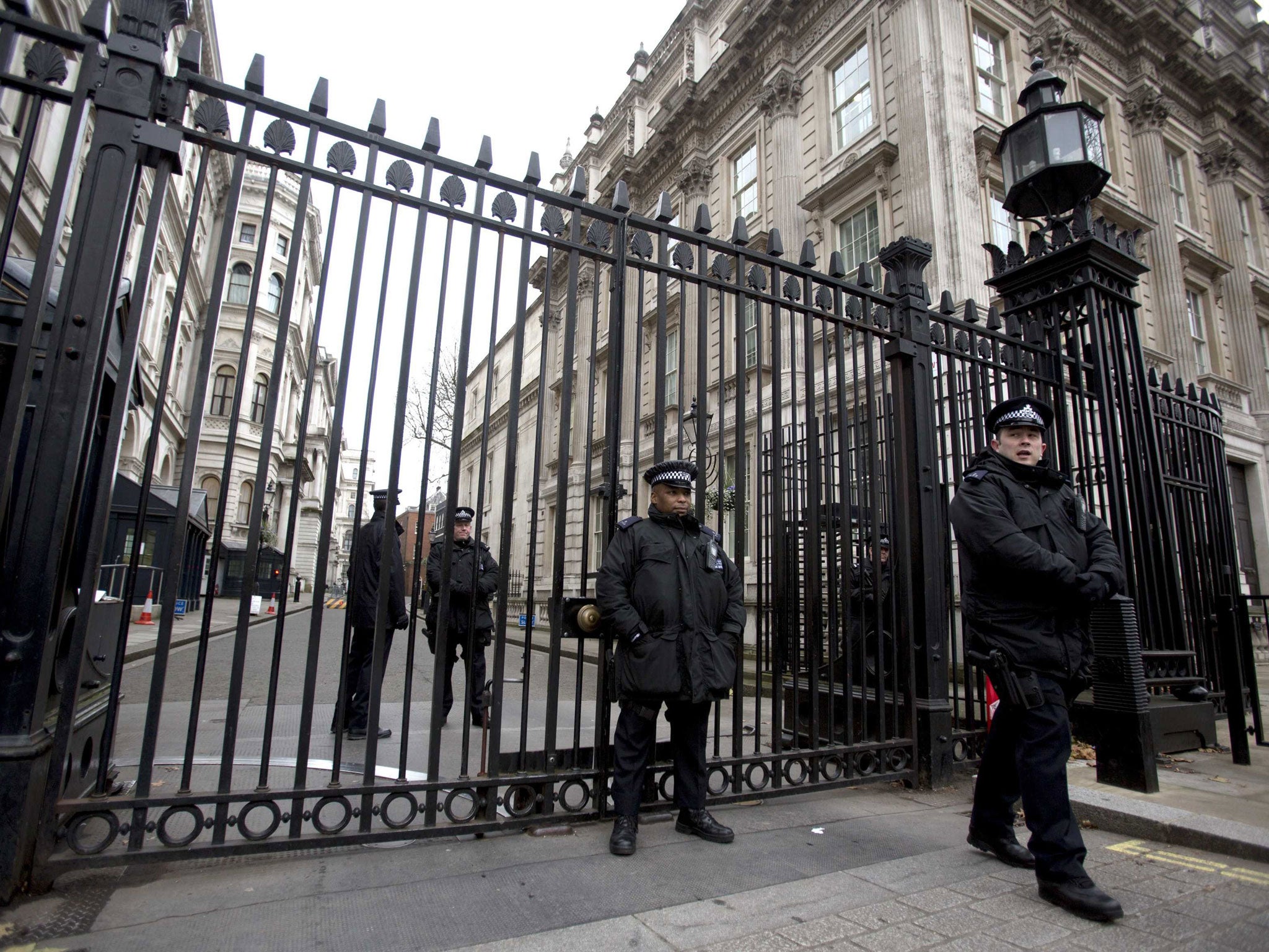 Police guard Downing St