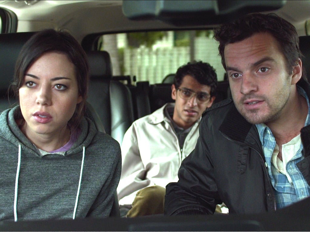 Aubrey Plaza with co-star Jake Johnson in ‘Safety Not Guaranteed’