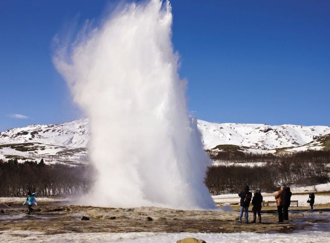 The famous Geysir exploding on a tour of Iceland's Golden Circle (Discover the World)