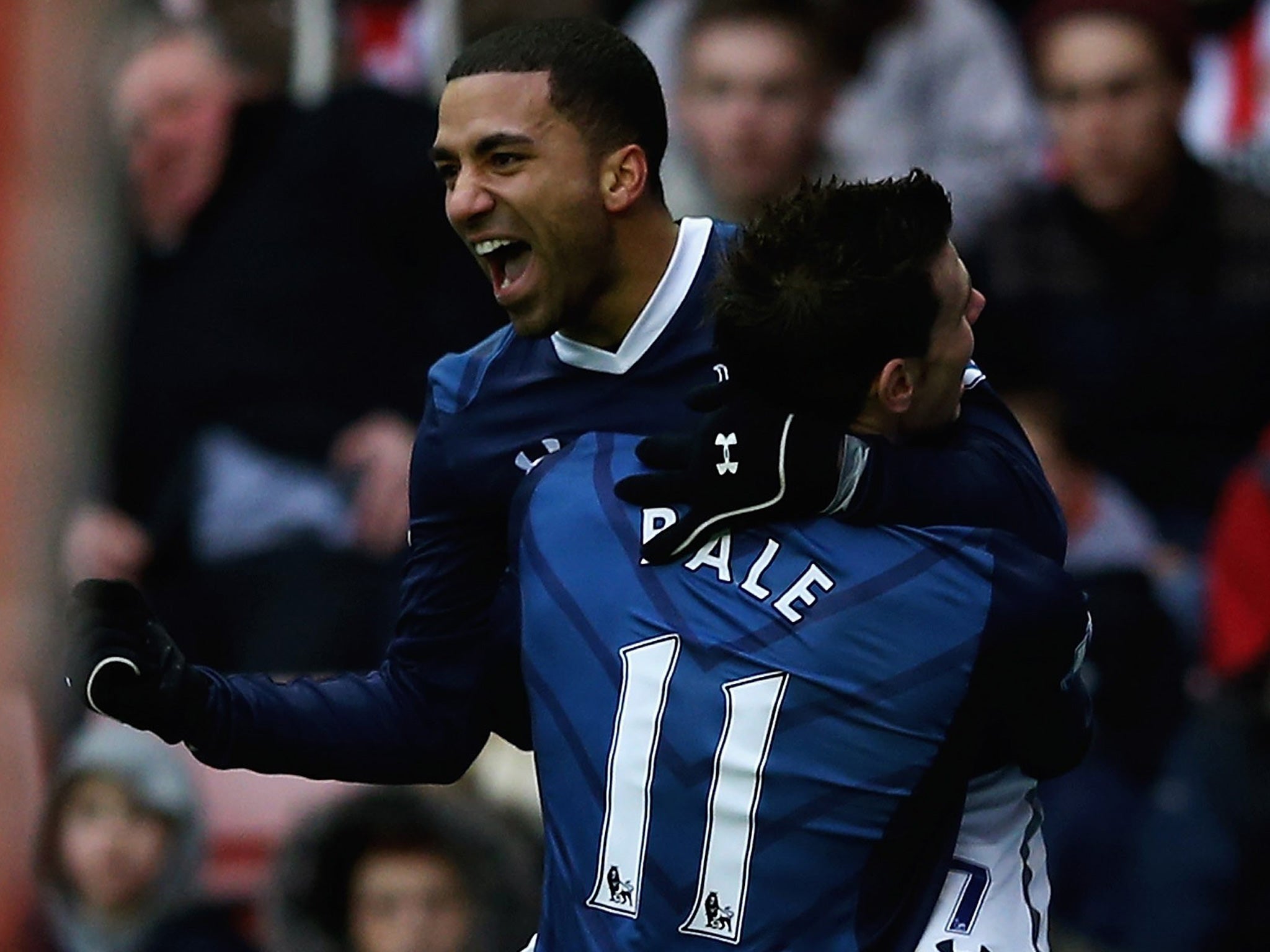 Aaron Lennon celebrates scoring Tottenham’s winner