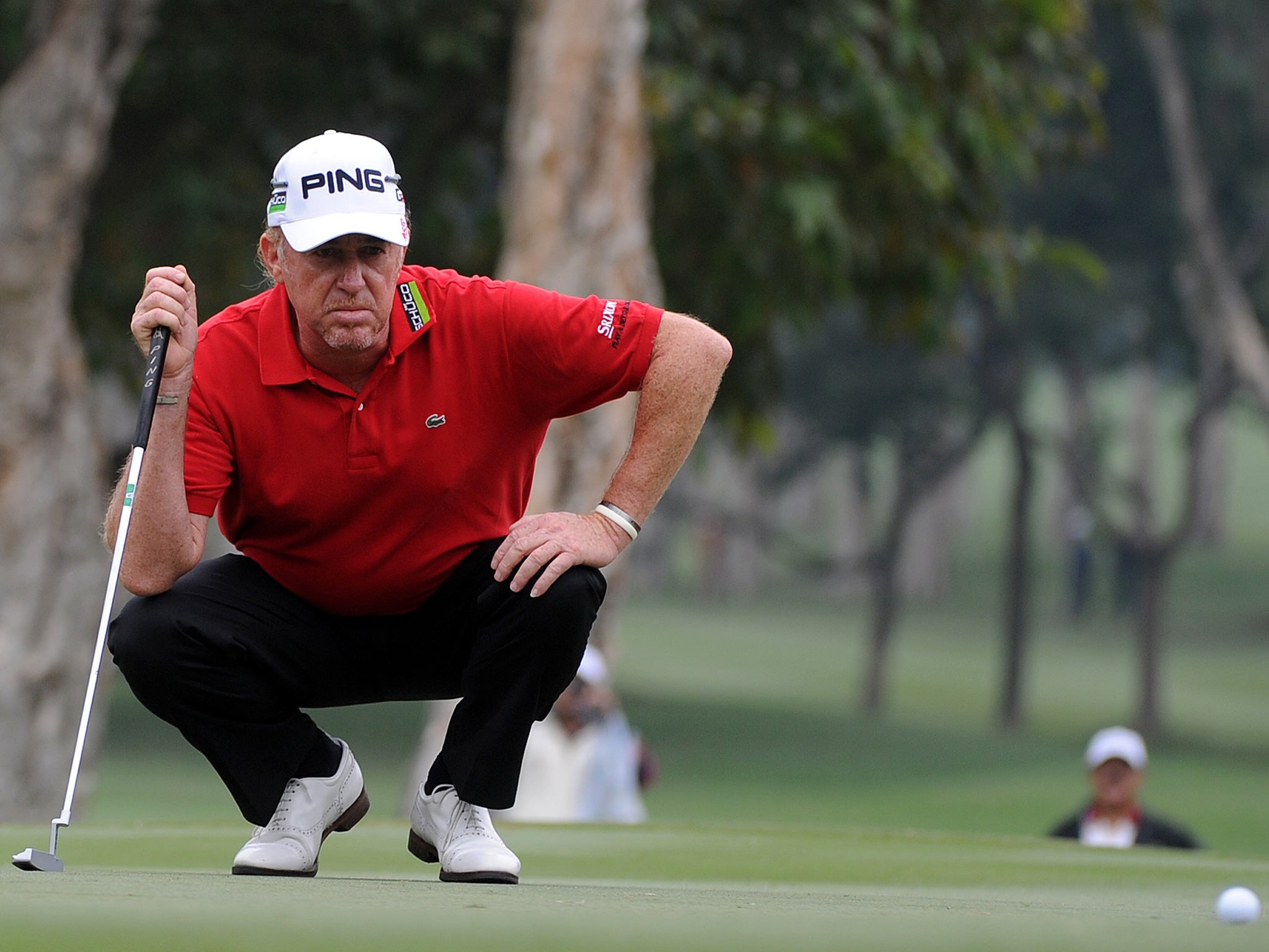 Miguel Angel Jimenez broke his leg in a skiing accident