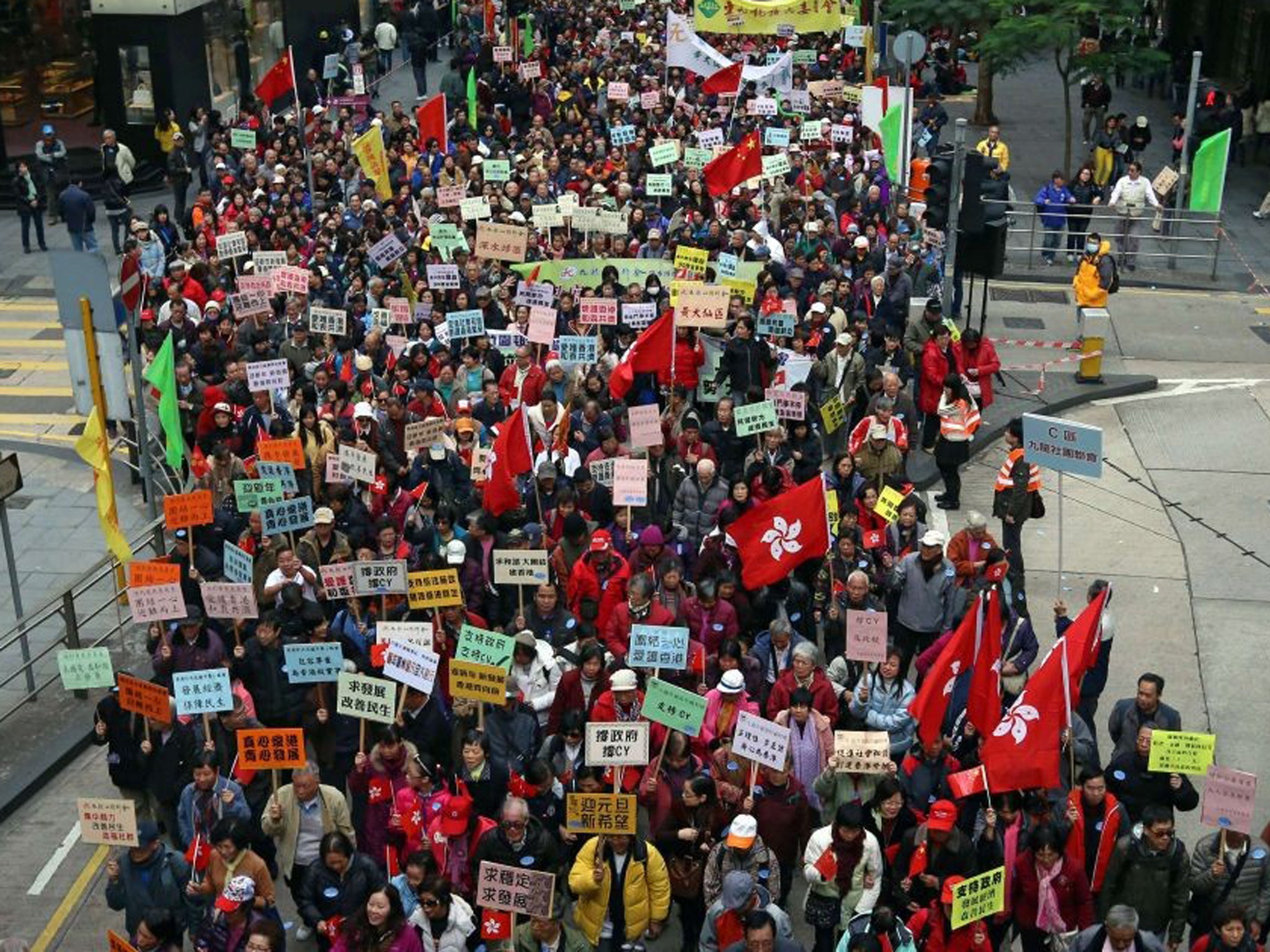 Protesters march in Hong Kong