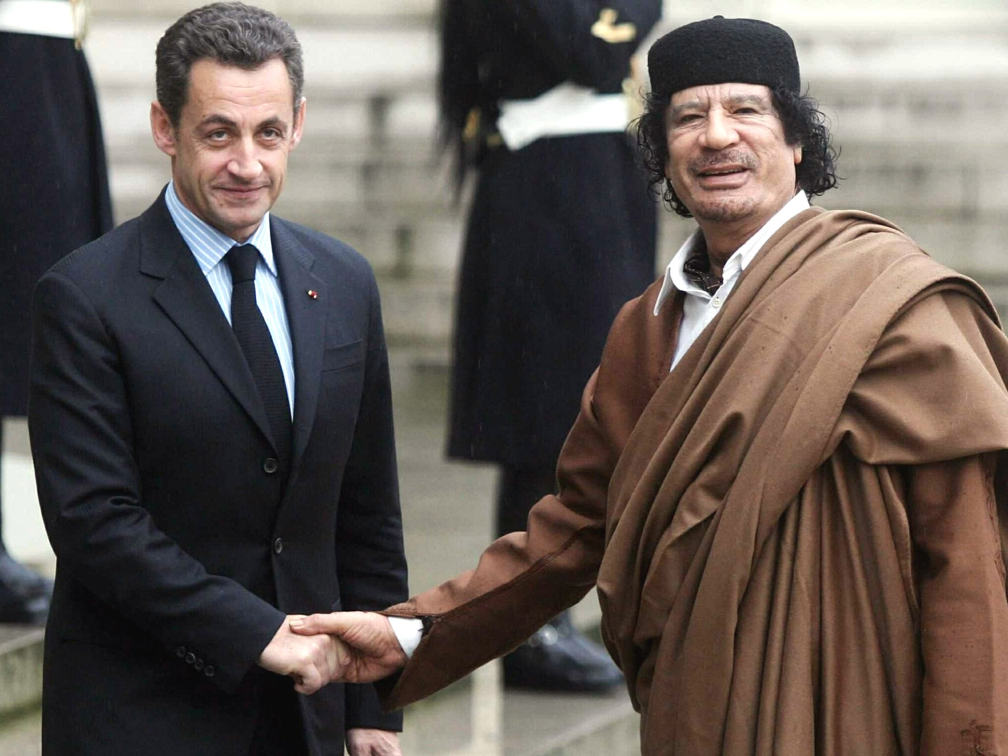Sarkozy and Gaddafi pictured in Paris in 2007