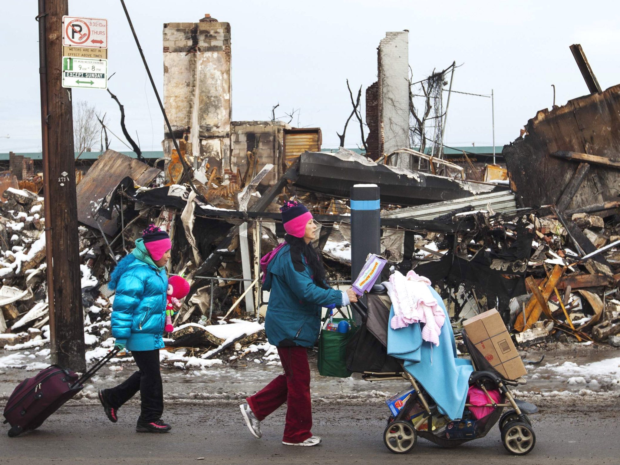 The aftermath of Hurricane Sandy in the Queens neighborhood of Rockaway Park