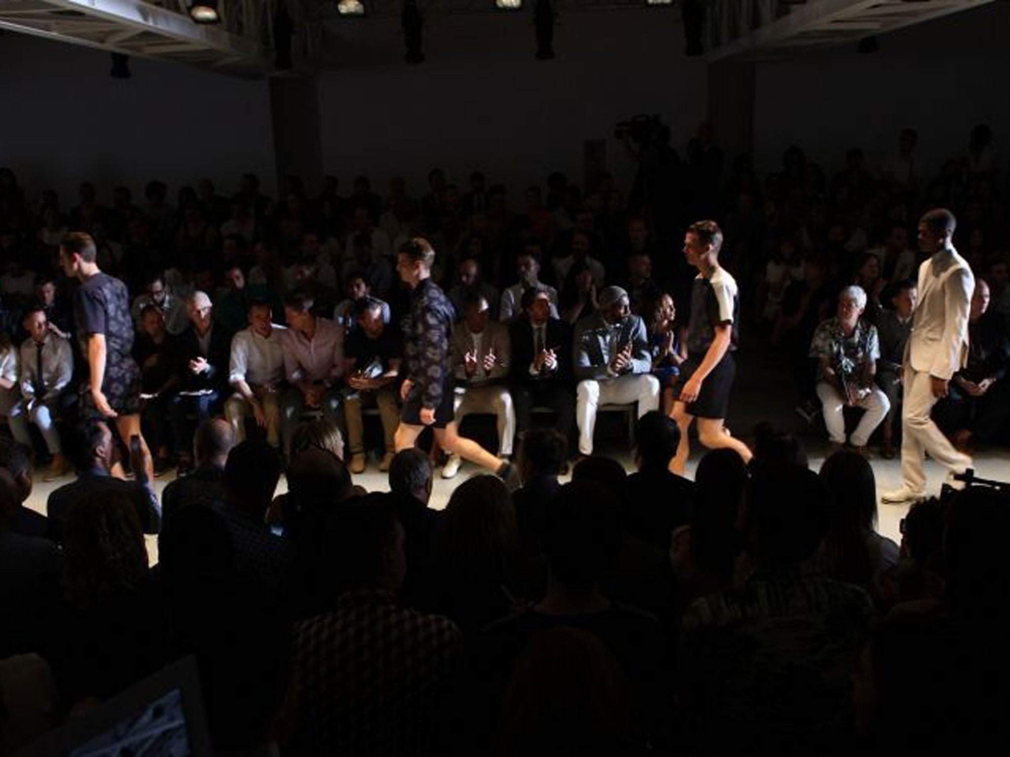 London next: the front row at a Calvin Klein show, part of Milan Fashion Week Menswear spring/summer 2013