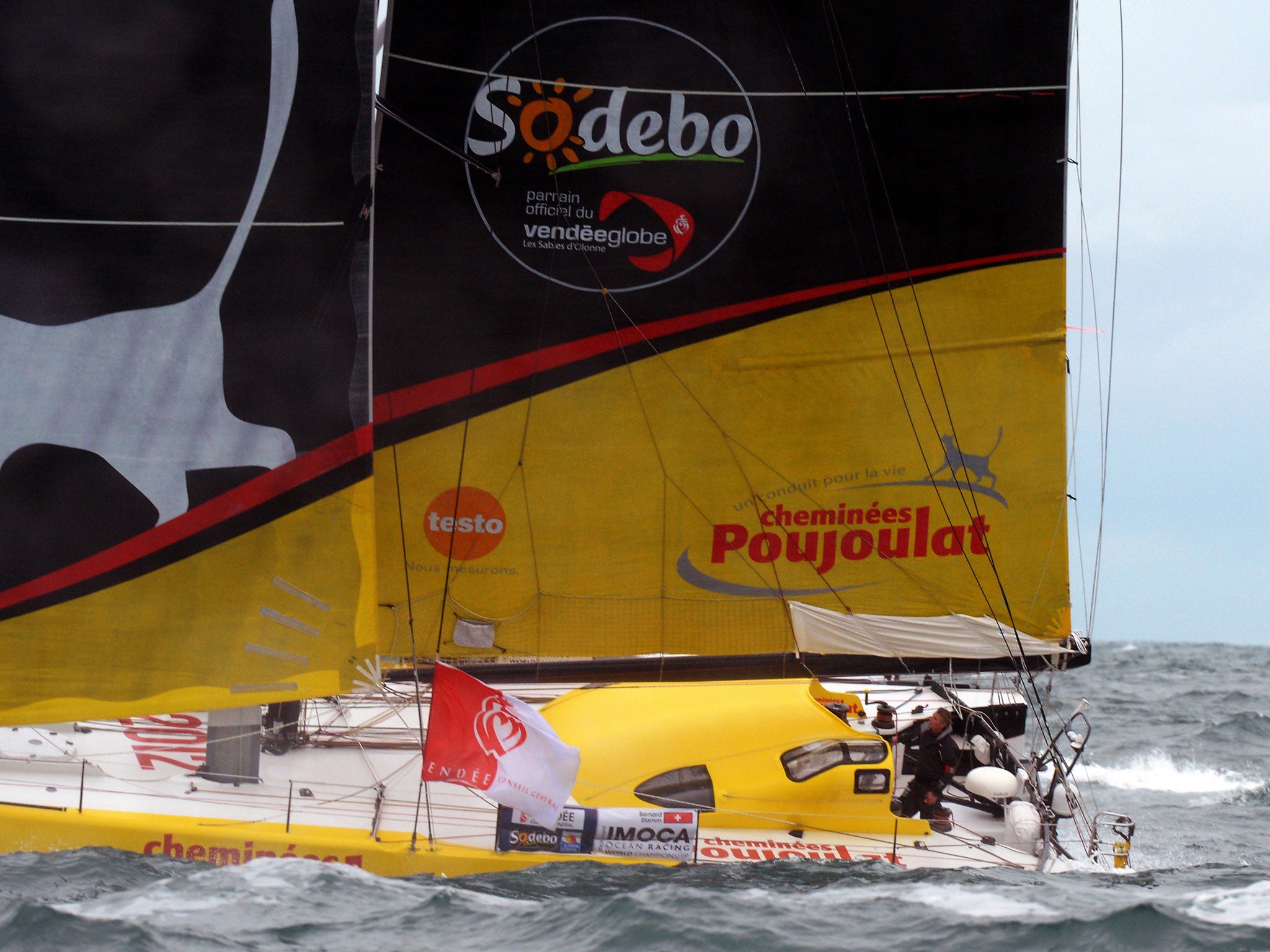 Switzerland Bernard Stamm on his monohull 'Cheminees Poujoulat'