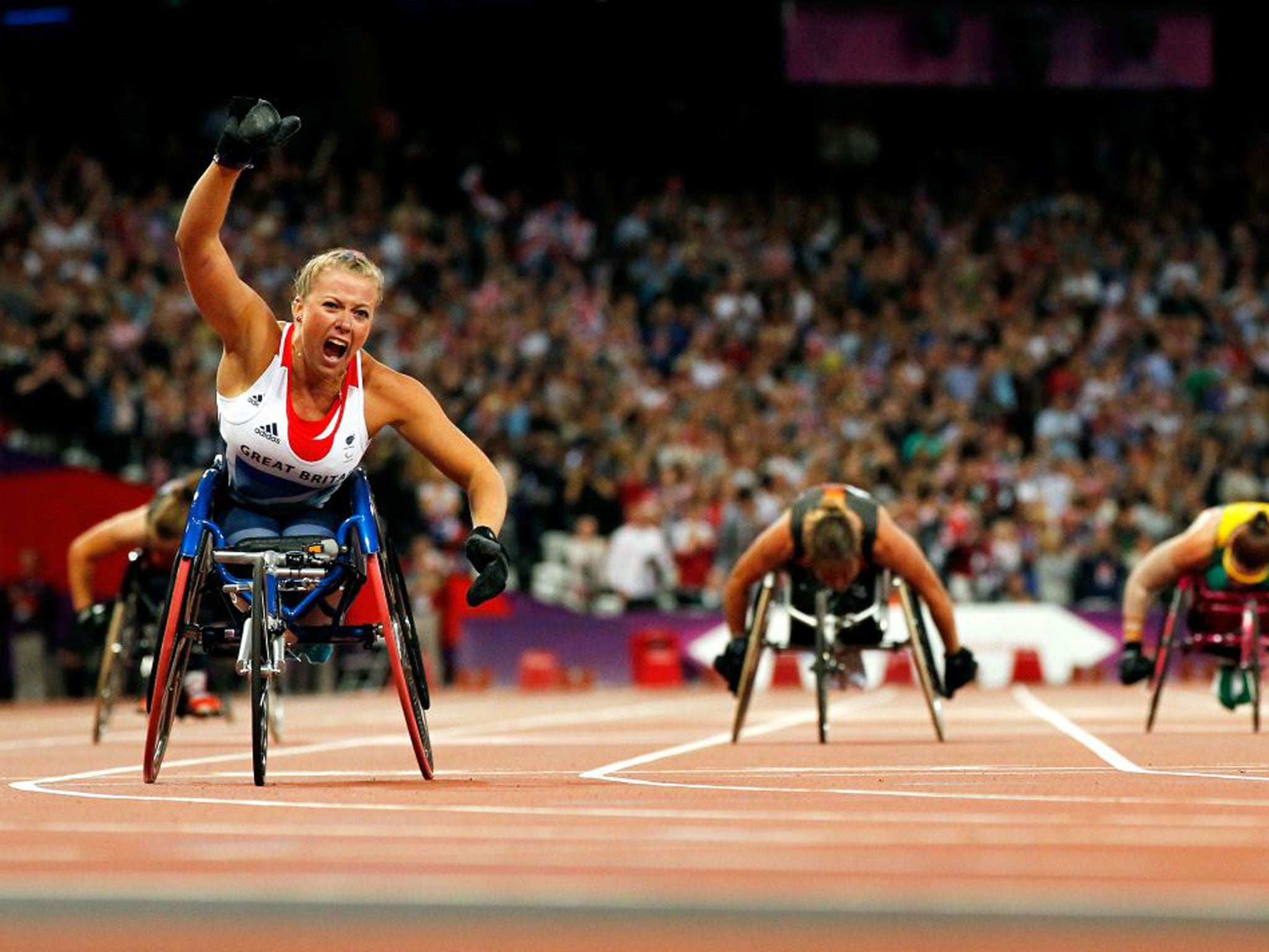 The centre court at the Dan Maskell Tennis Centre is already filling up with budding wheelchair basketball players when “Hurricane Hannah” breezes in