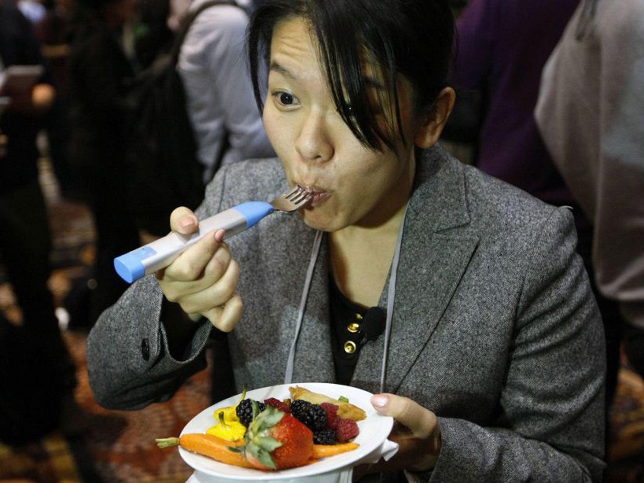 Hapifork, a “smart” cutlery item that tracks how often you put fork to face and vibrates if you’re eating too quickly