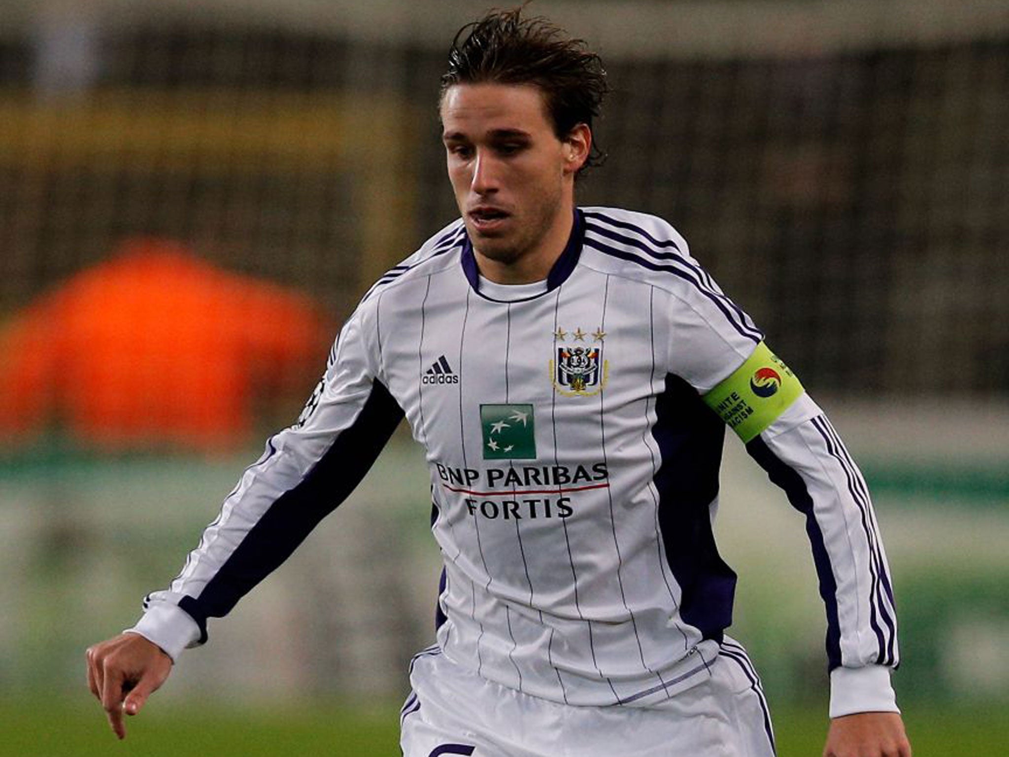 Anderlecht midfielder Lucas Biglia is being watched by Arsenal