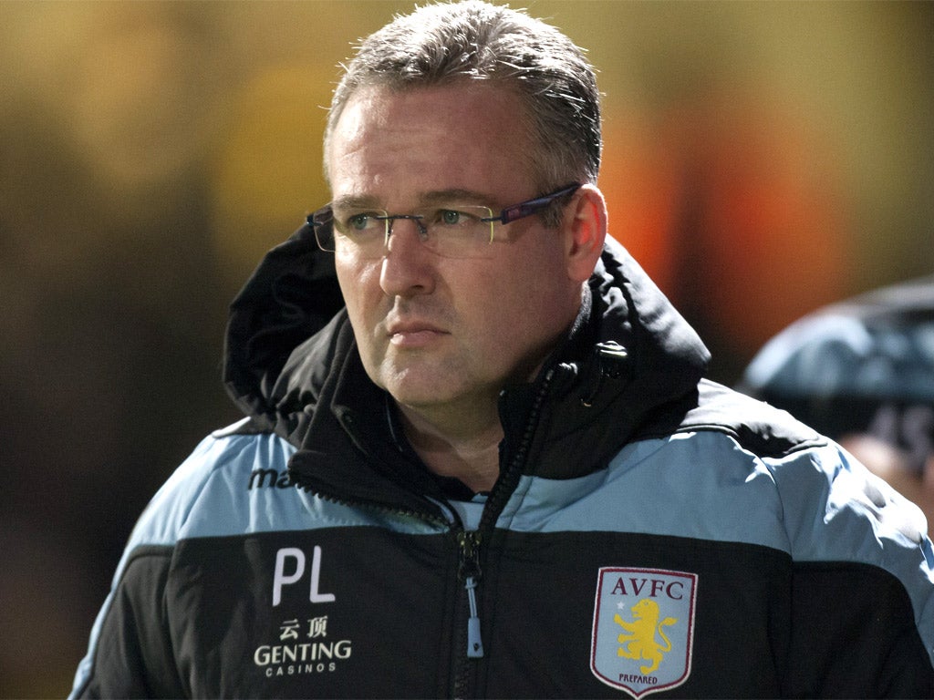 Paul Lambert pictured during Villa's defeat to Bradford