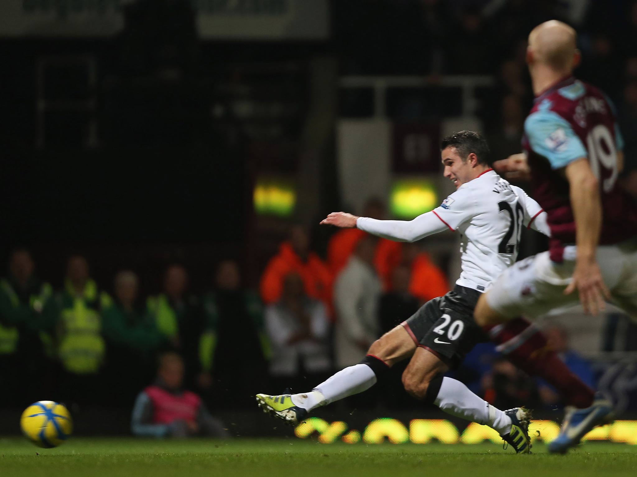 West Ham United 2-2 Manchester United 5 January 2013 FA Cup Van Persie came off the bench to score a stoppage time equaliser and keep Manchester United's hopes of winning their first FA Cup since 2004 alive. Ferguson