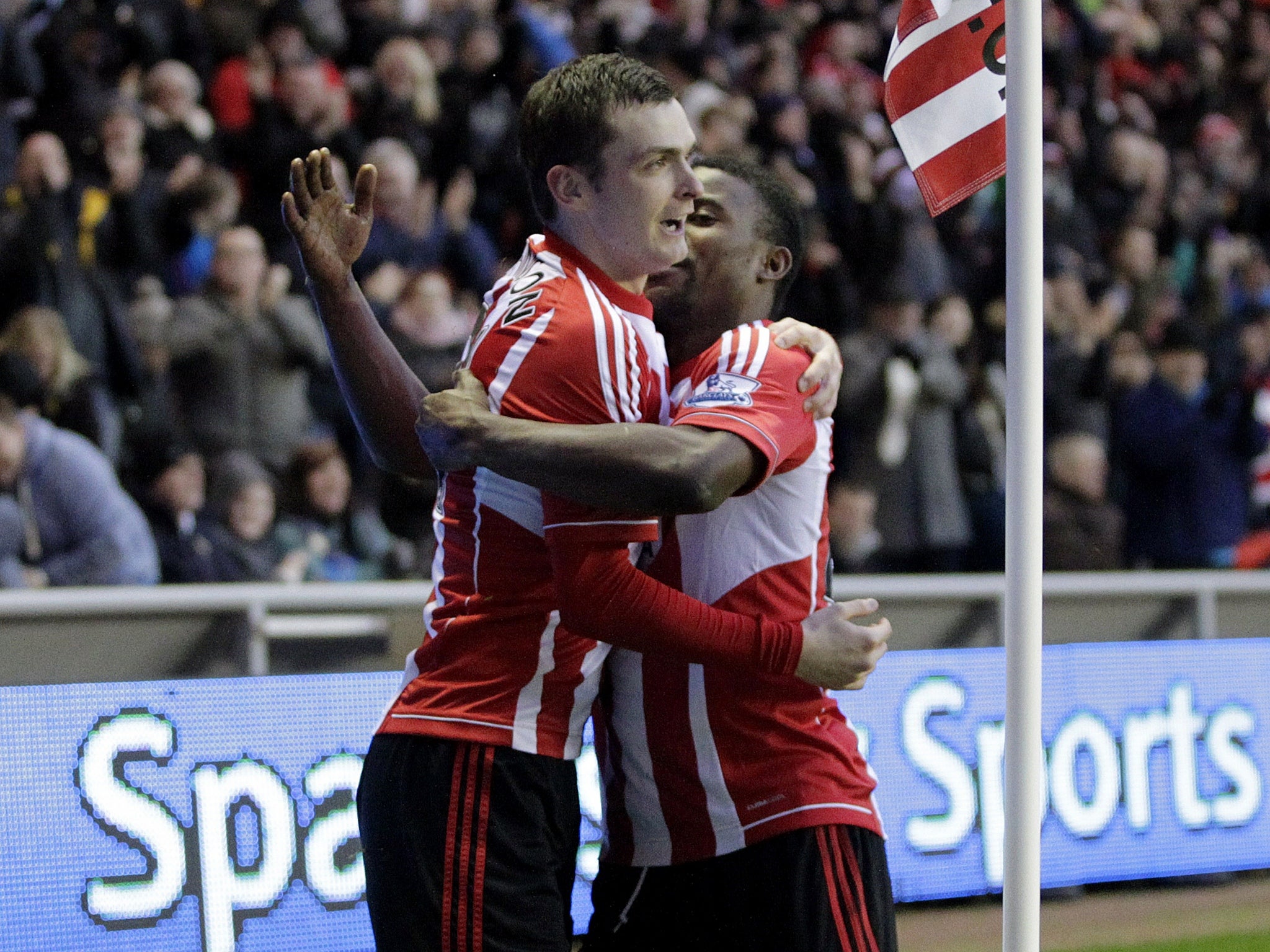 Adam Johnson celebrates his side's second goal