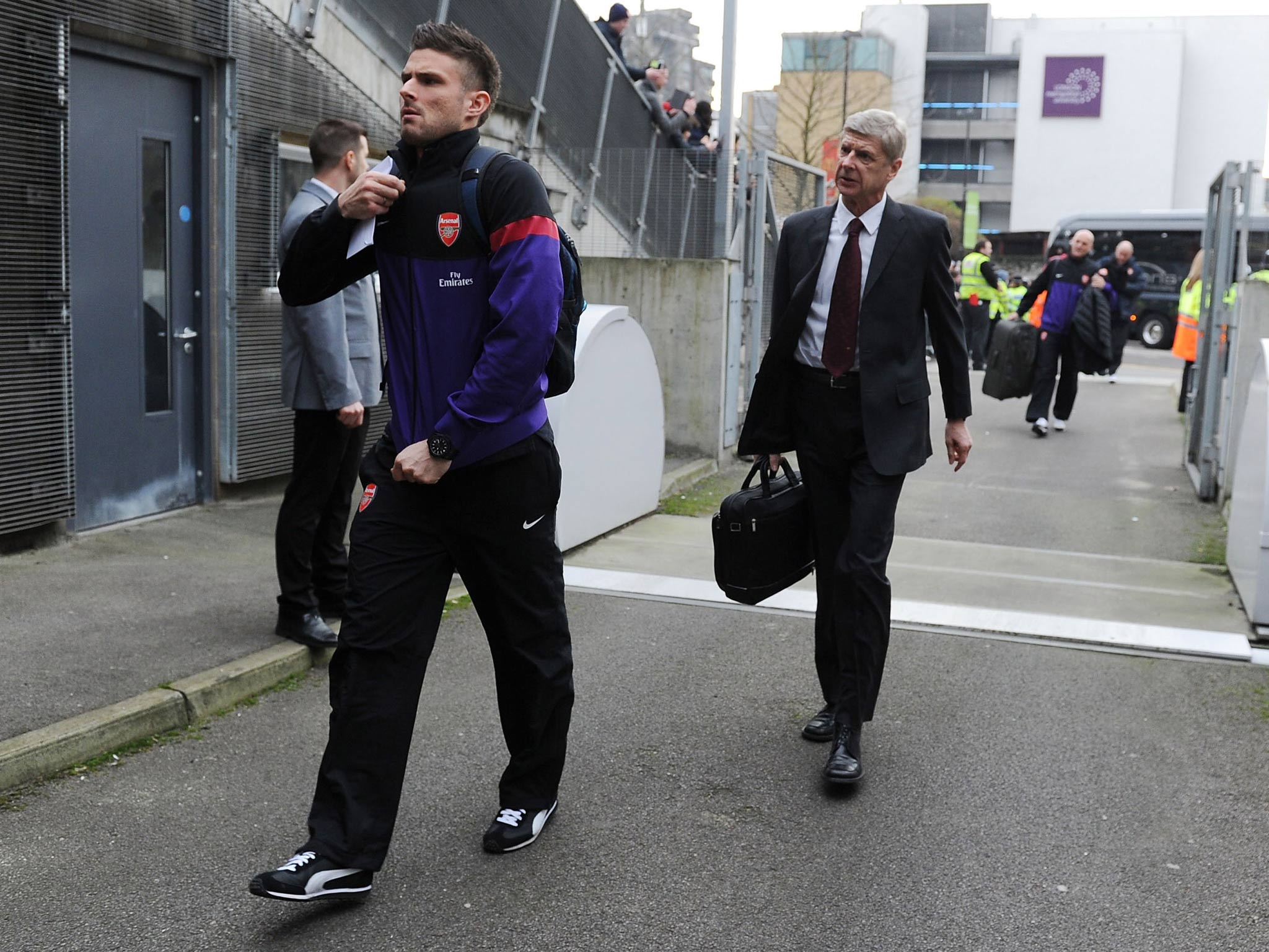 Arsene Wenger arriving at the Emirates