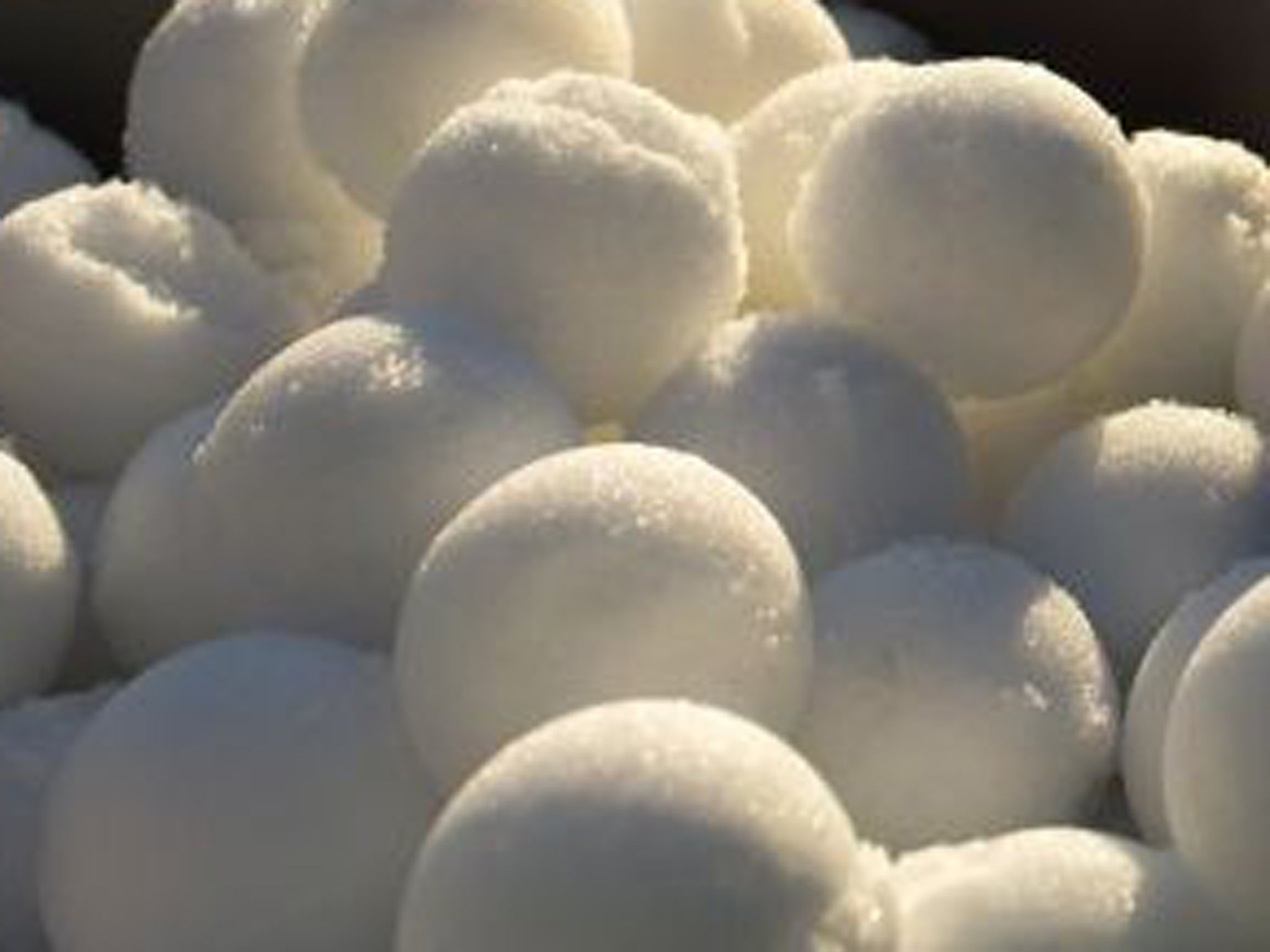 Snowballs prepared for a snowball fight