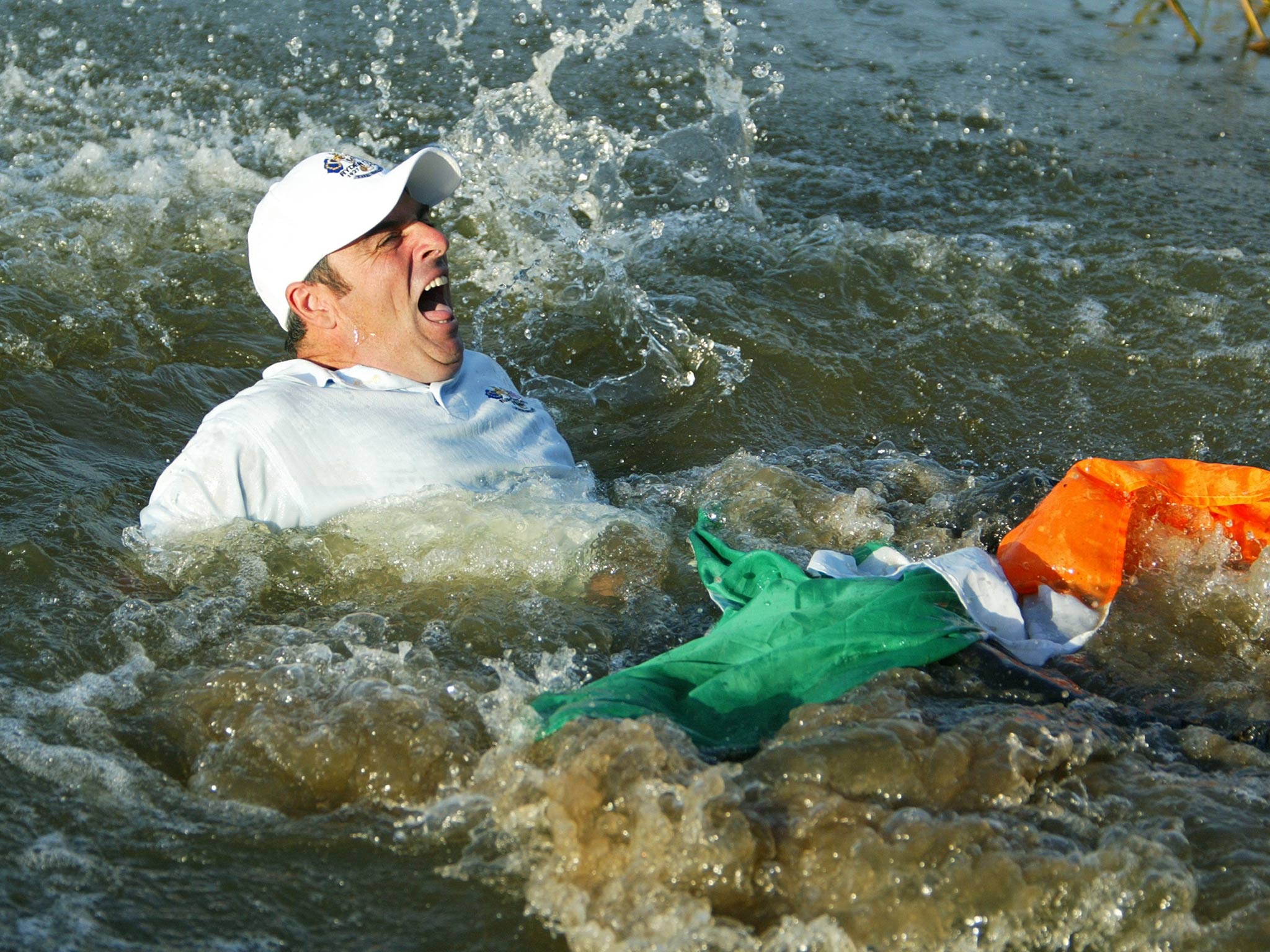 Paul McGinley celebrates Ryder Cup victory in 2002