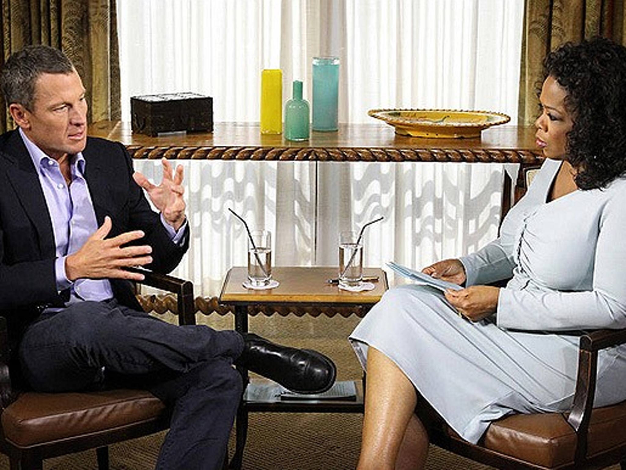 Lance Armstrong talks to Oprah Winfrey